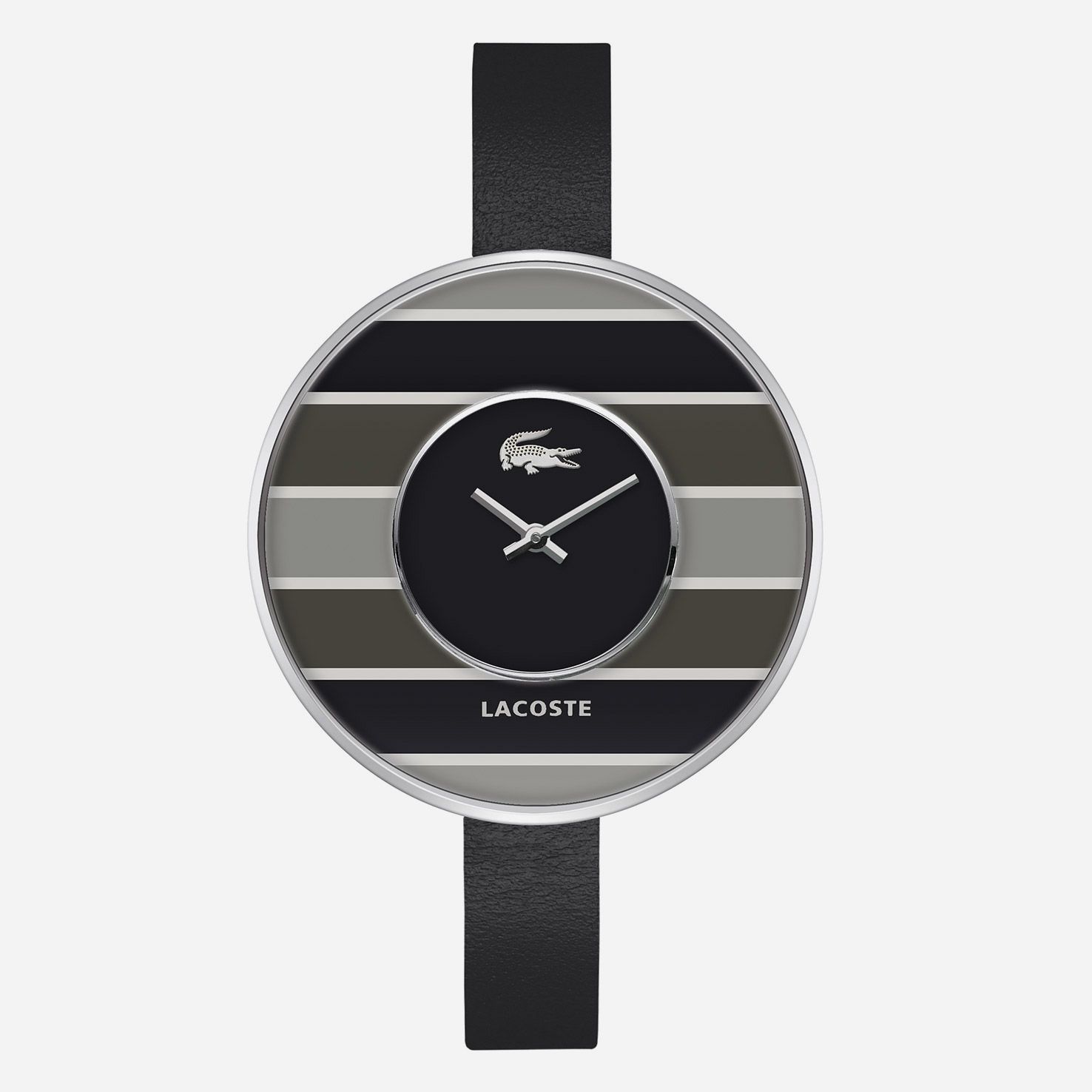 Lacoste Figari stripes leather strap watch Women