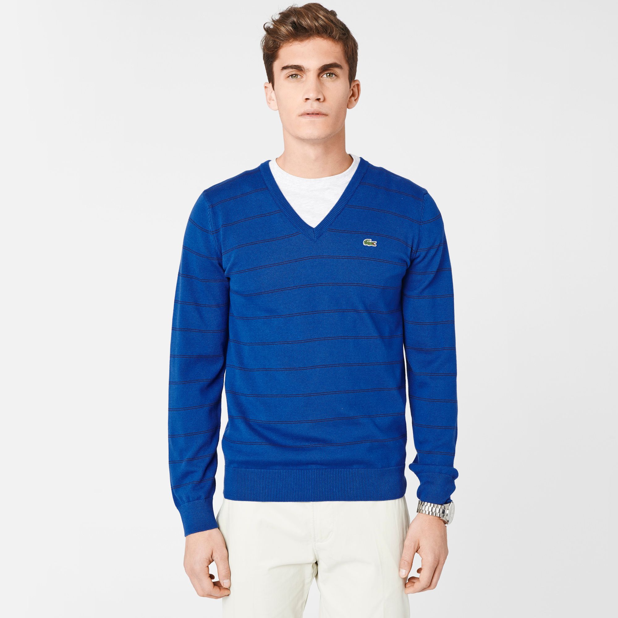 Lacoste Striped V-neck sweater Men