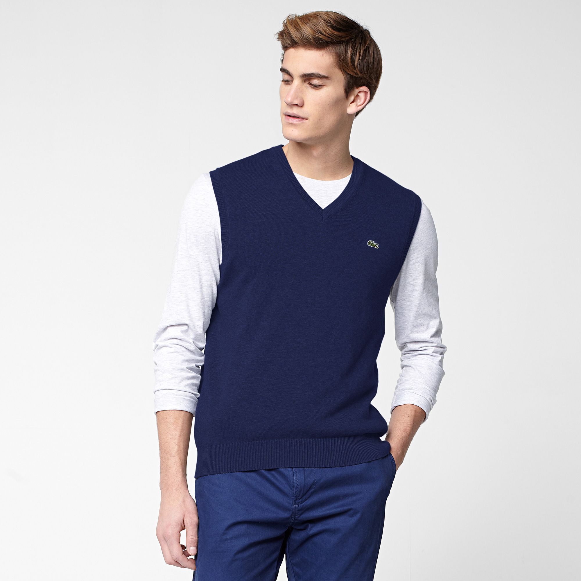 Lacoste Plain V-neck sleeveless sweater Men