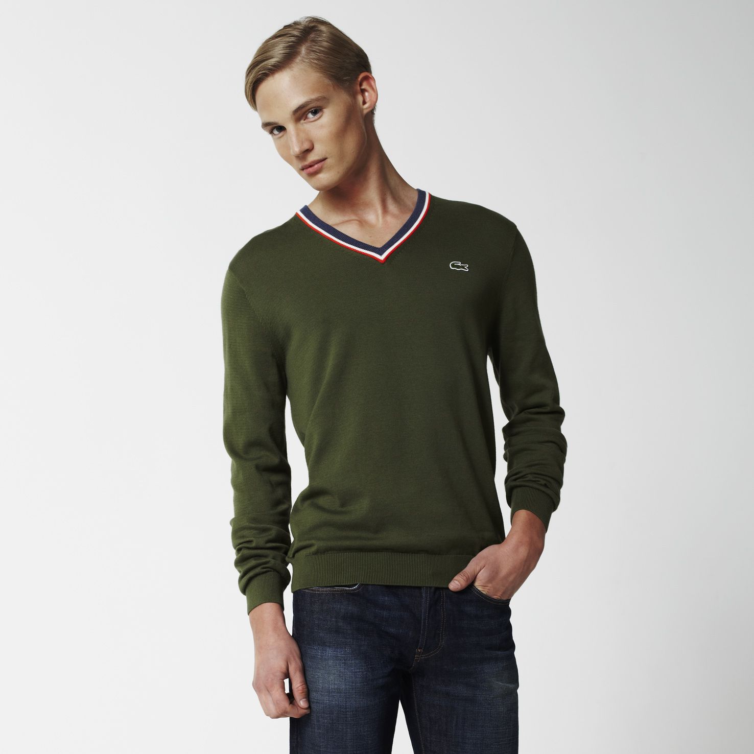  Lacoste Live Supima cotton V-neck sweater Men