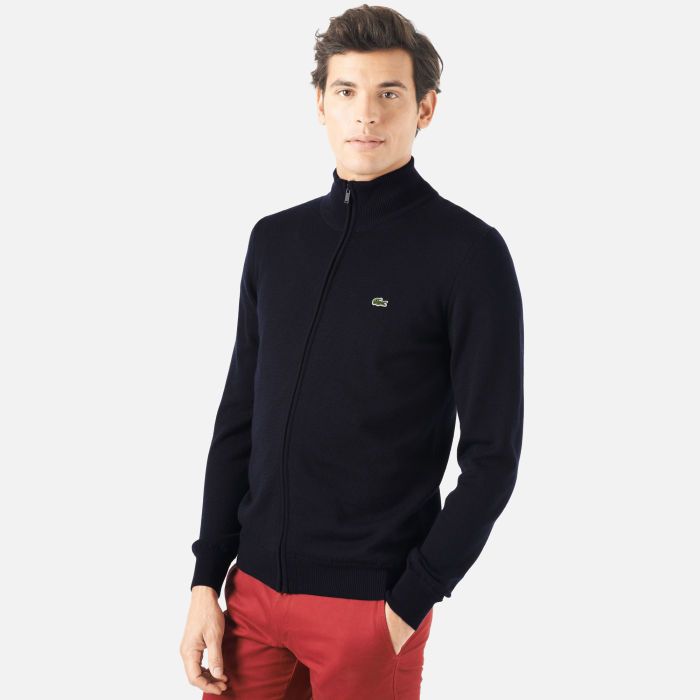 Wool zip-up sweater