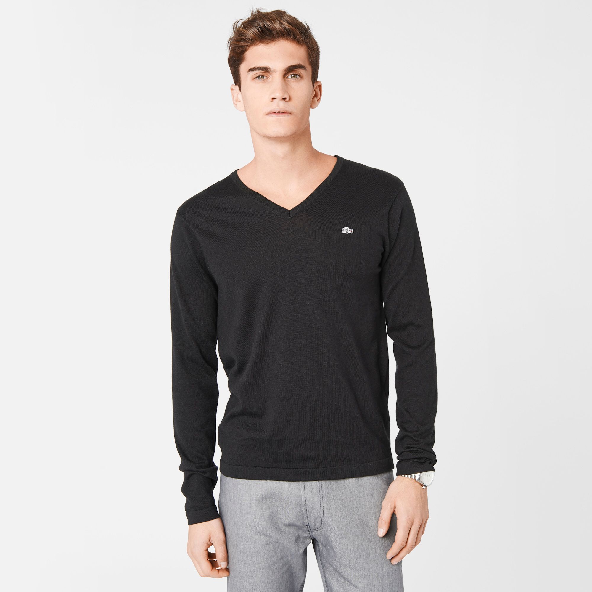 Lacoste V-neck sweater in cotton and cashmere Men