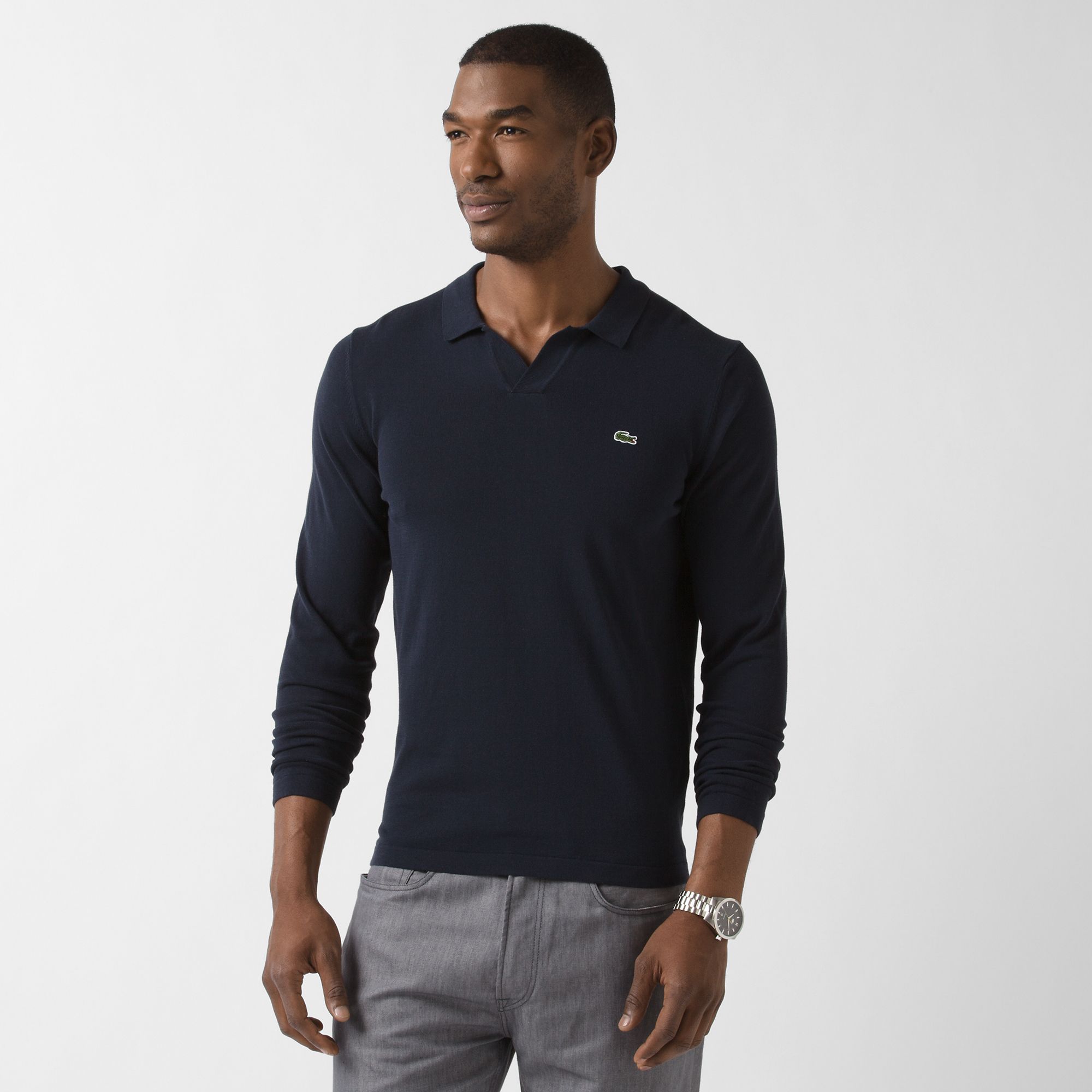 Lacoste Polo collar sweater in Pima cotton Men