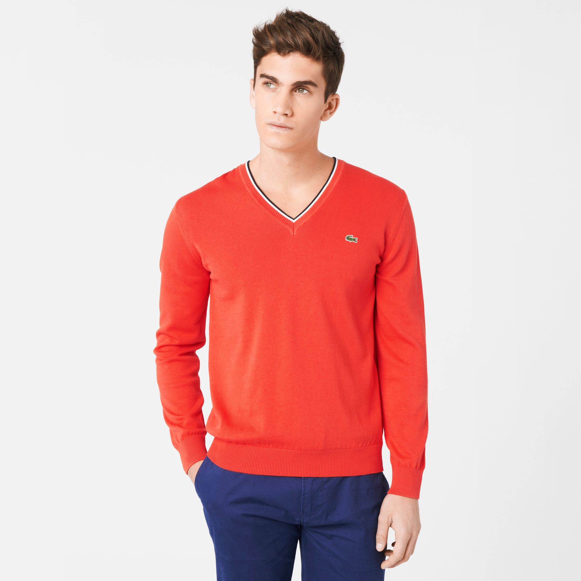 Lacoste V-neck sweater with piping Men