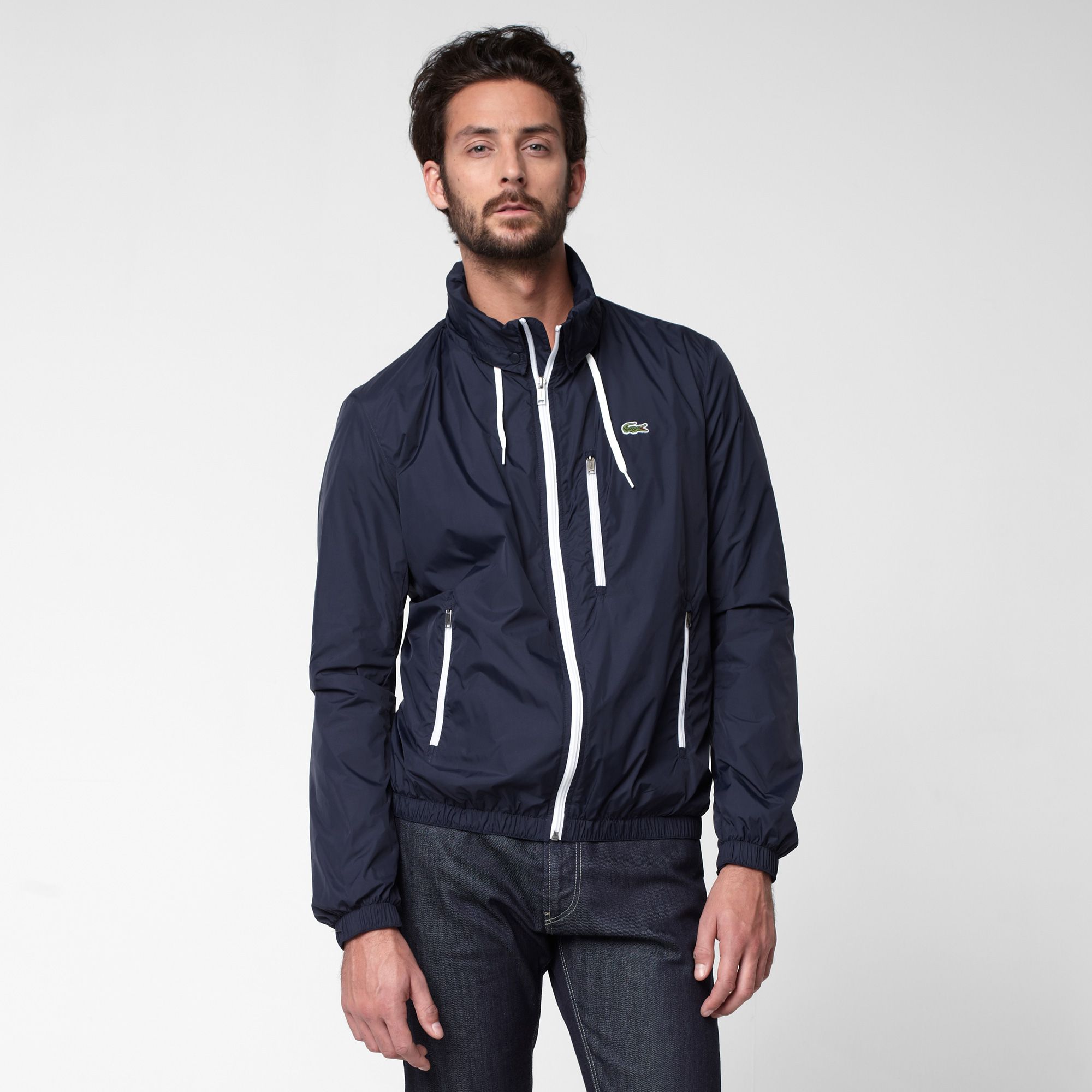 Hooded showerproof bomber jacket