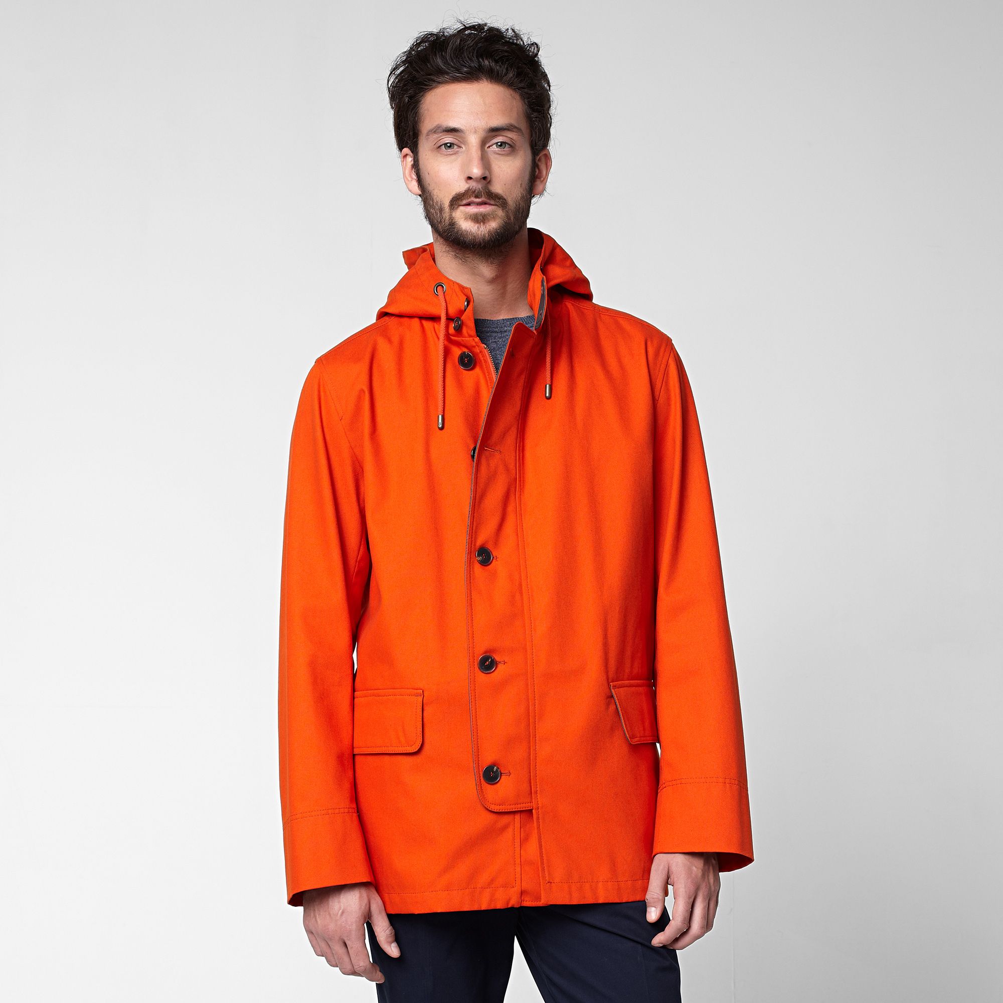 Lacoste Showerproof parka with leather details Men