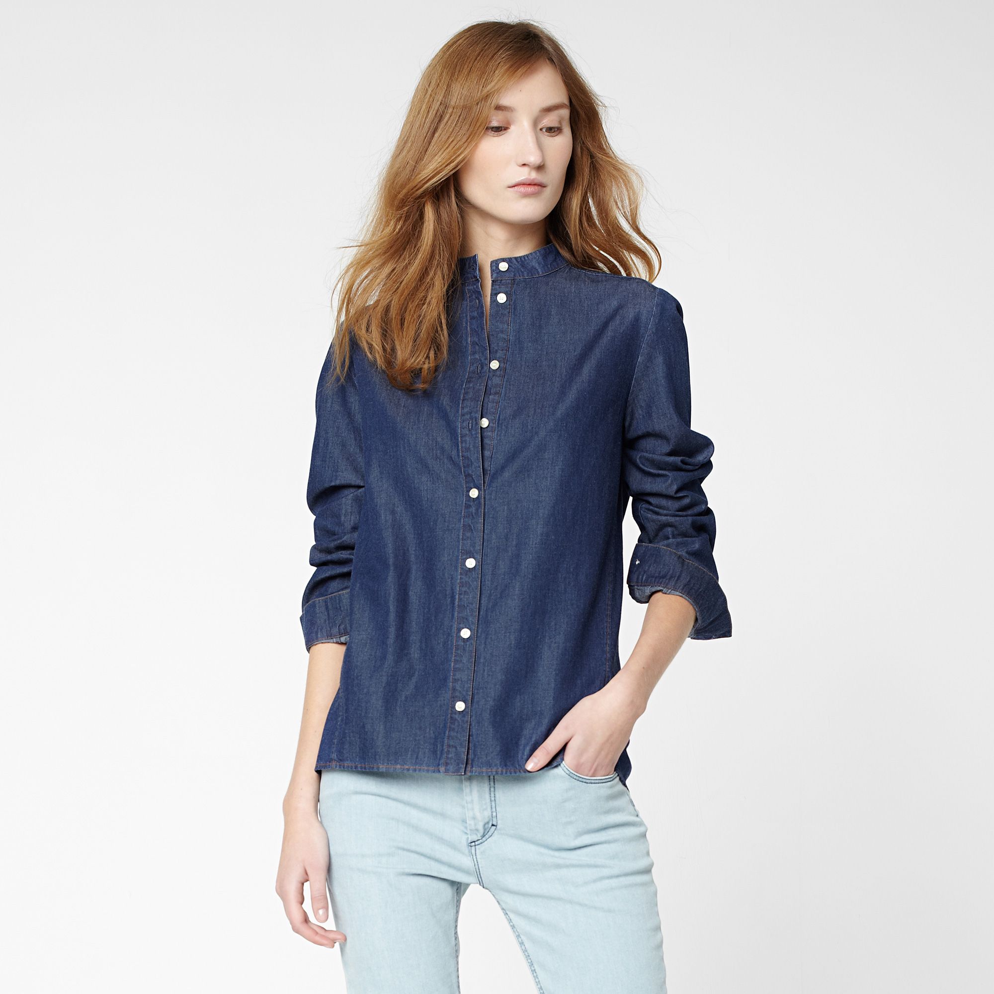 Lacoste Denim shirt with Mao collar Women