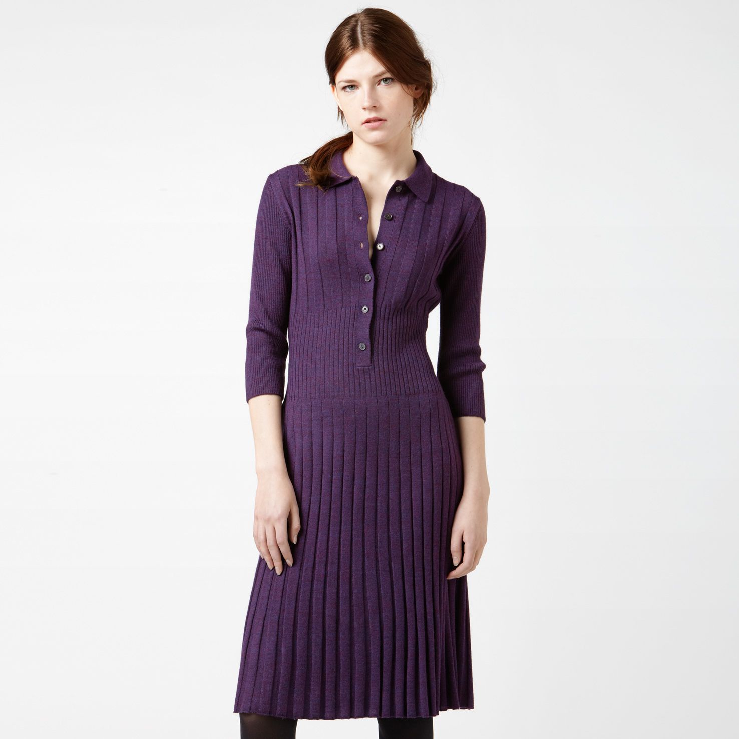 Lacoste Button-up merino wool dress with belt Women