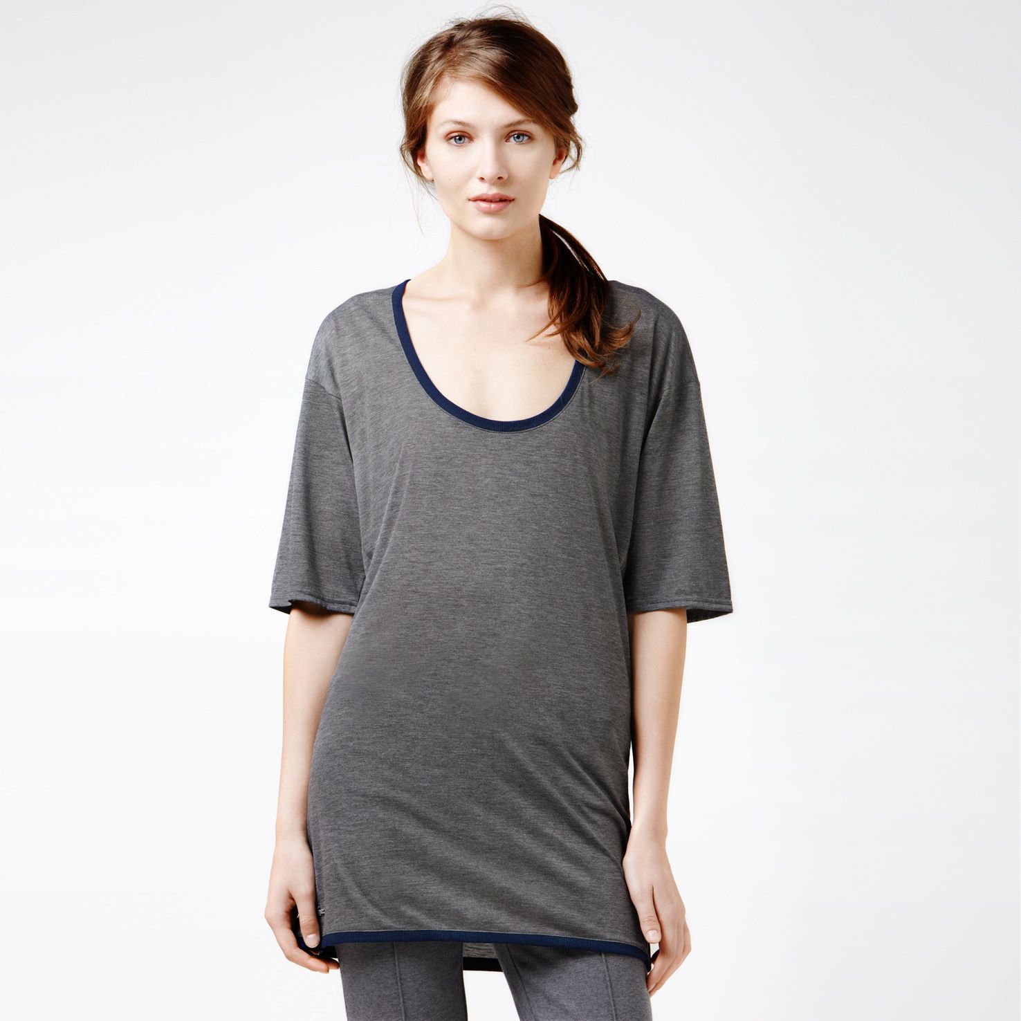 Active fluid dress with elbow-length sleeves