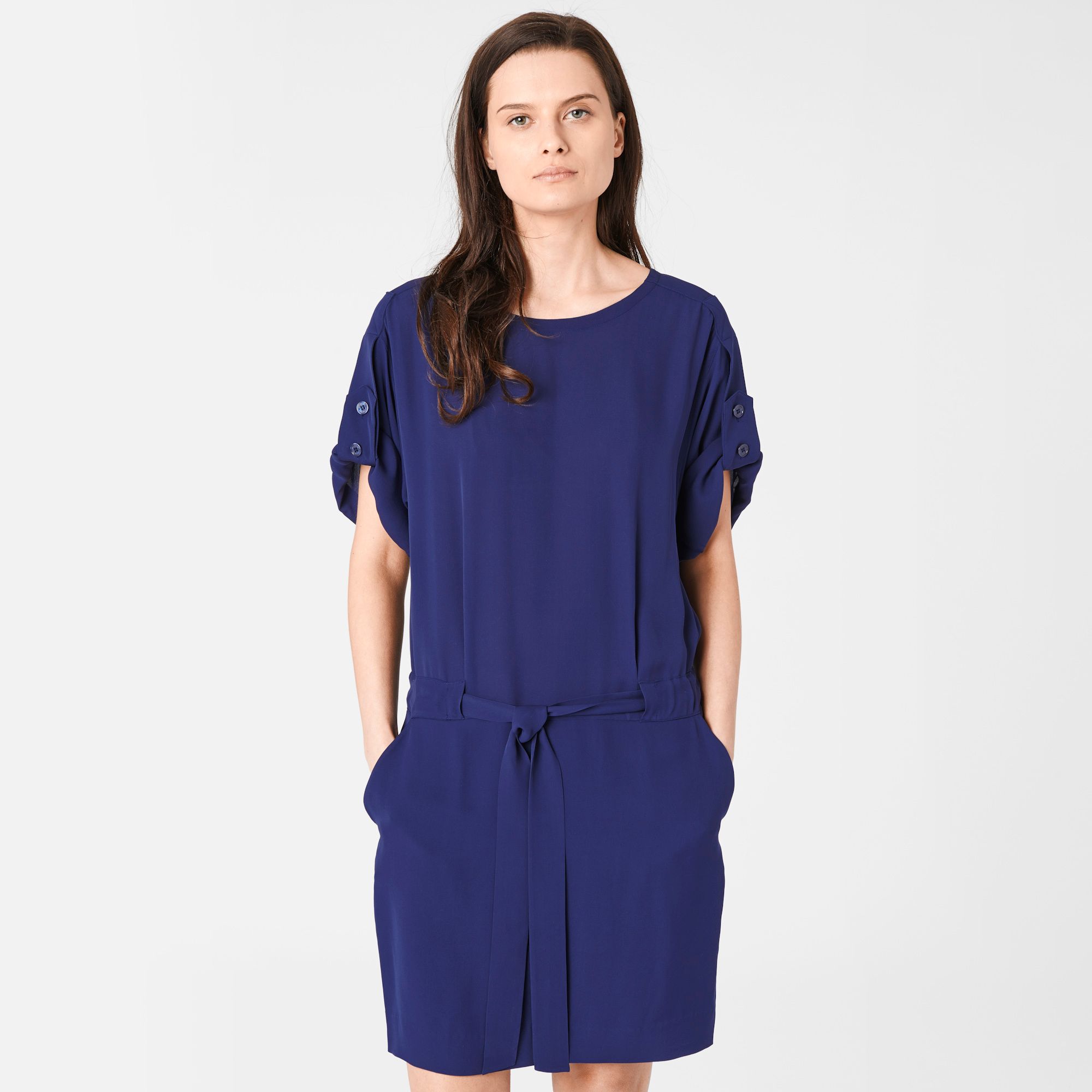 Lacoste Belted tunic dress in silk Women