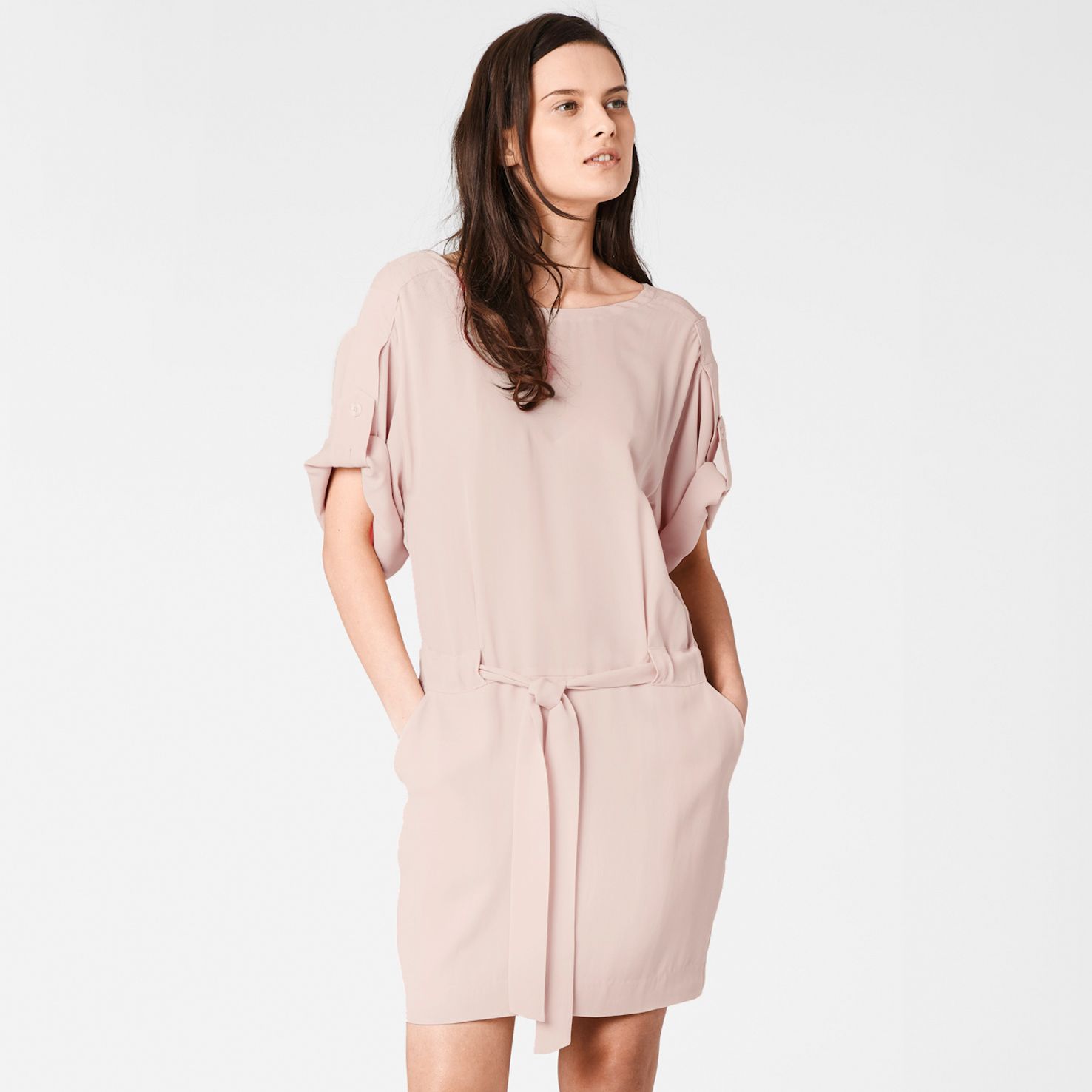 Lacoste Belted tunic dress in silk Women