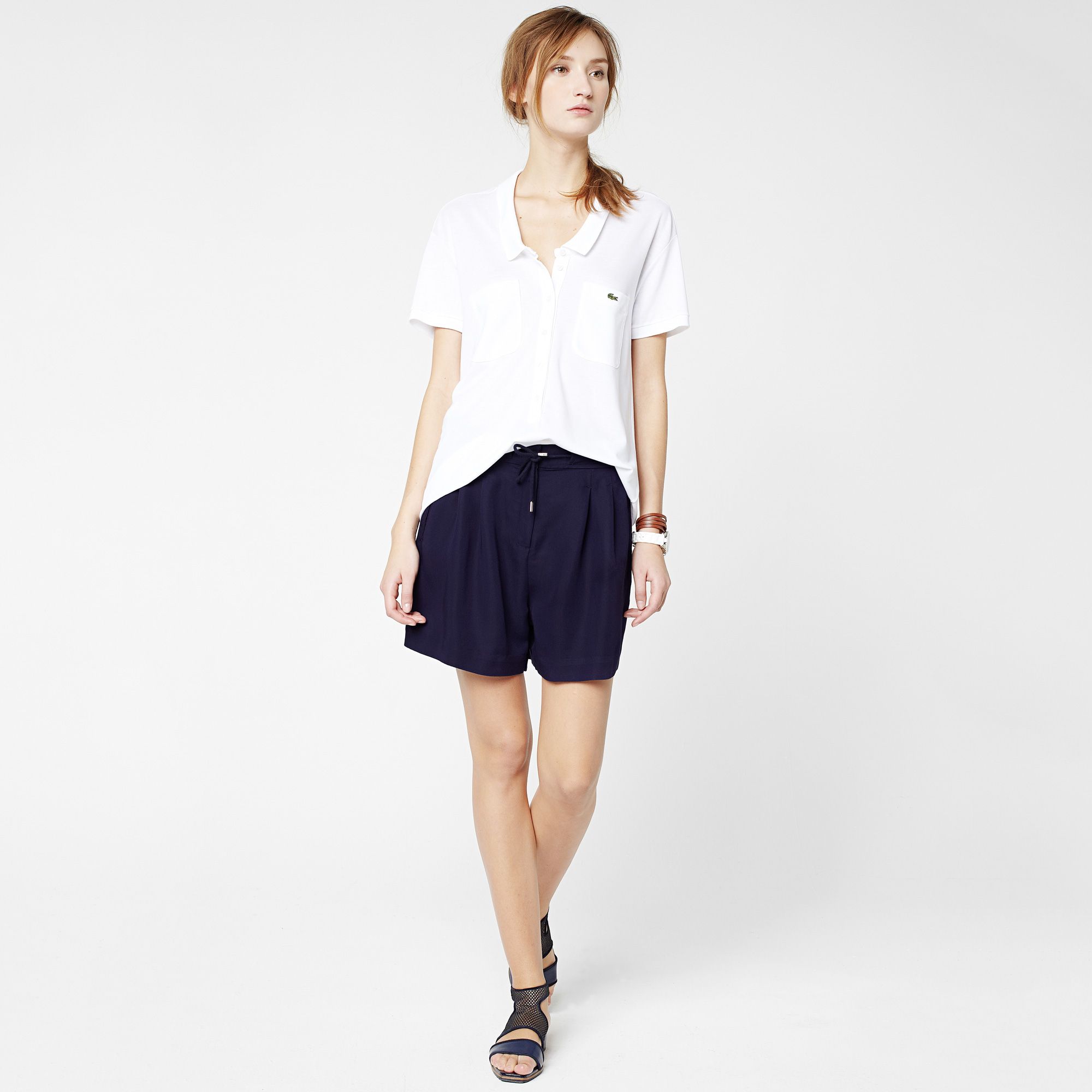 Lacoste Flowing line Bermudas with drawstring waist Women