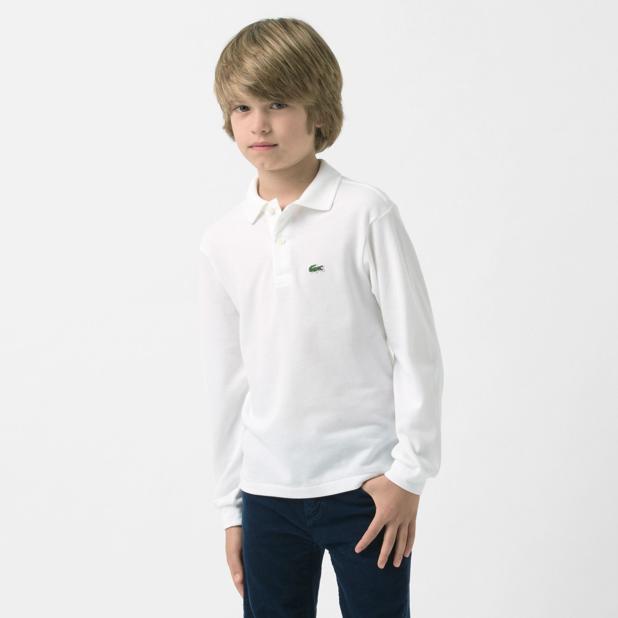 Classic fit plain long sleeved polo
