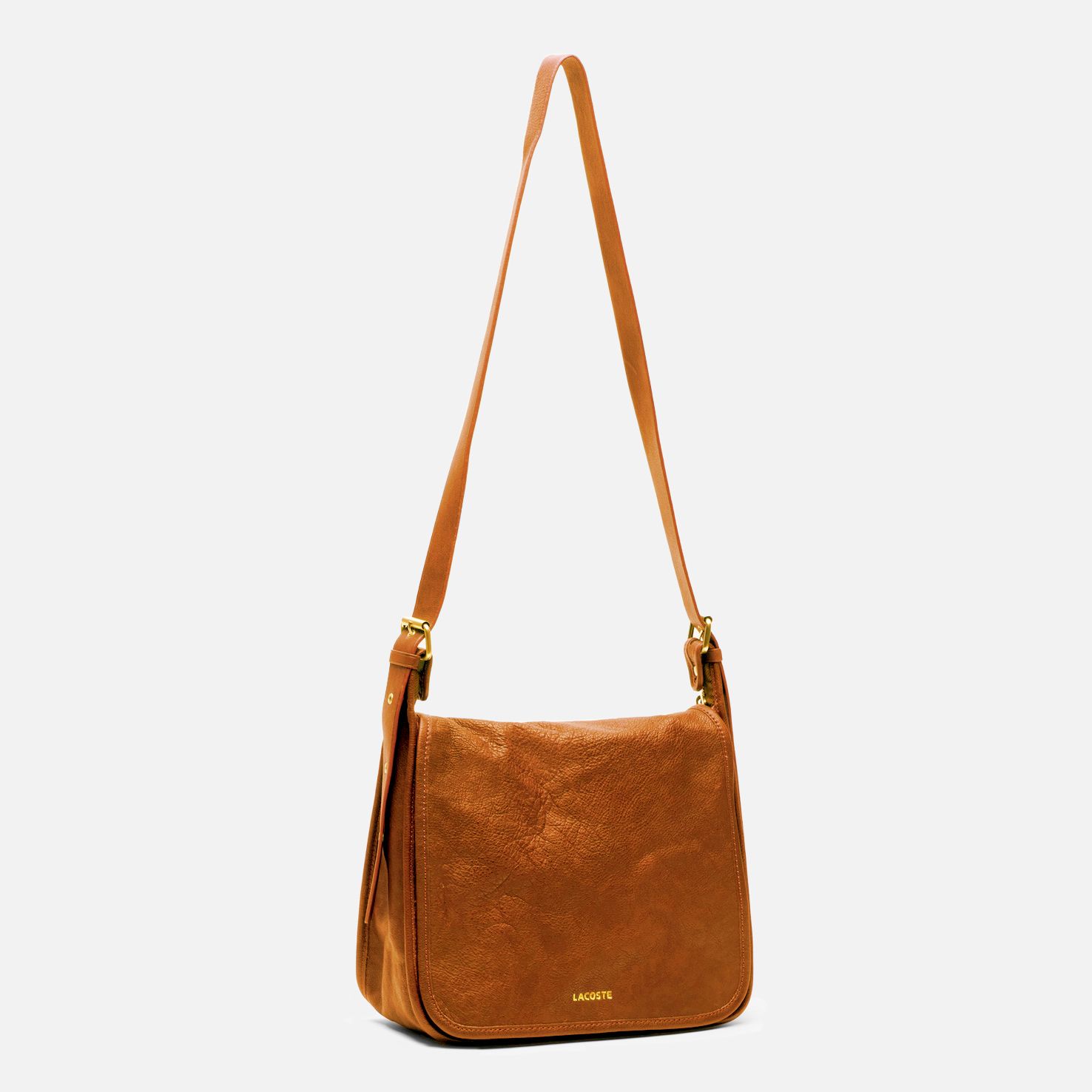 Lacoste Amelia leather messenger bag with flap Women