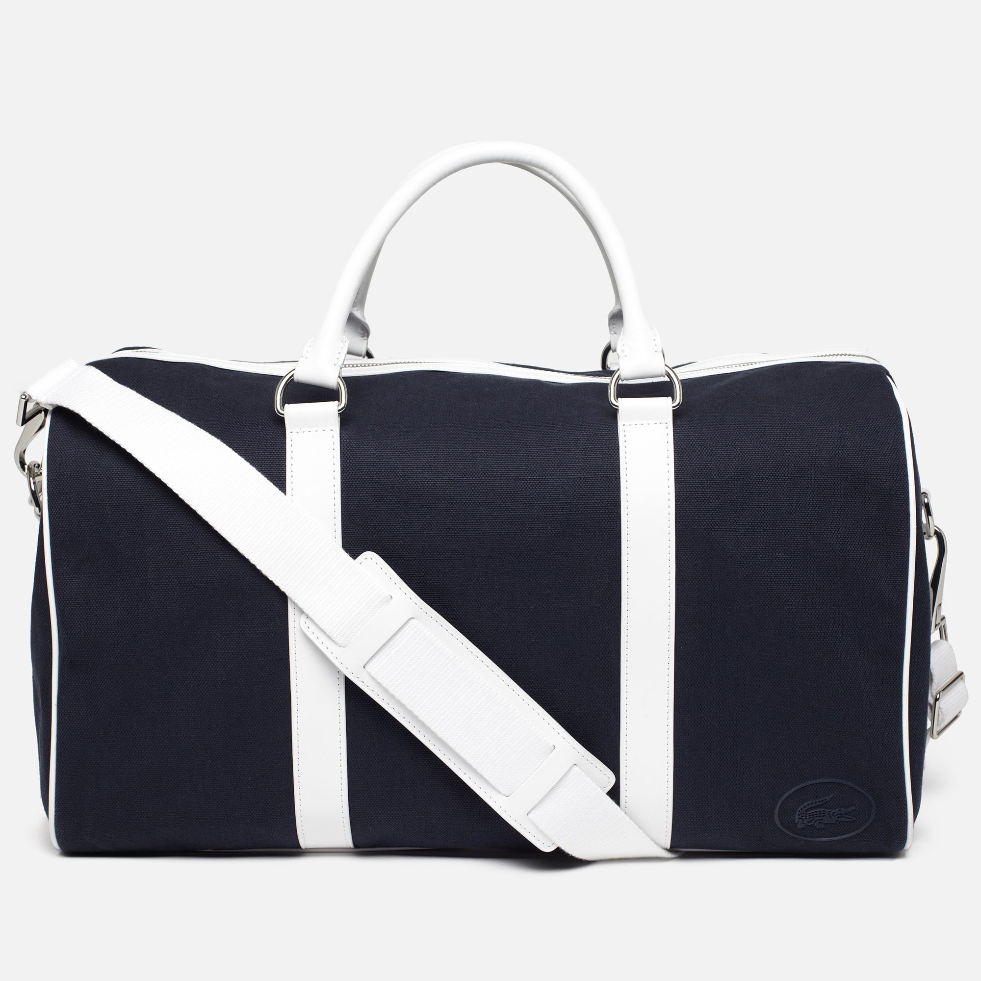 Lacoste 80th Anniversary Edition large Boston bag in cotton and leather Women