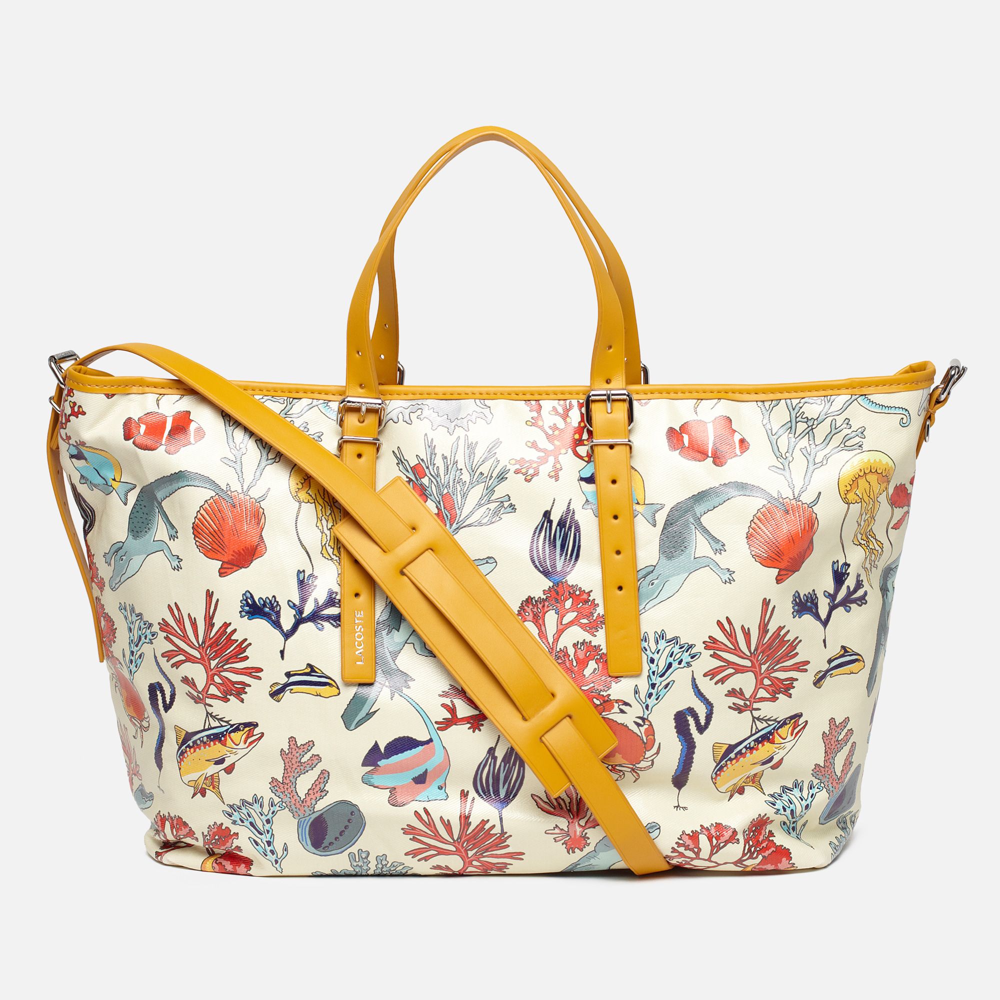 Lacoste Anna cotton and leather printed tote. Women