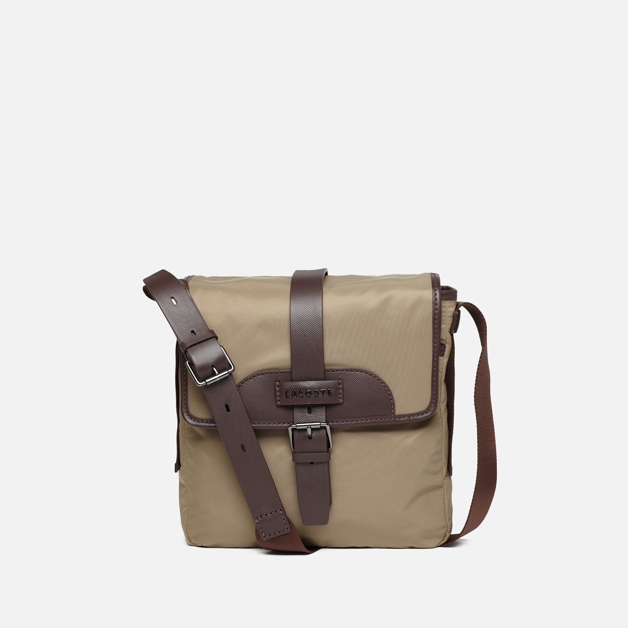 Lacoste Andrew flap satchel with leather details Men