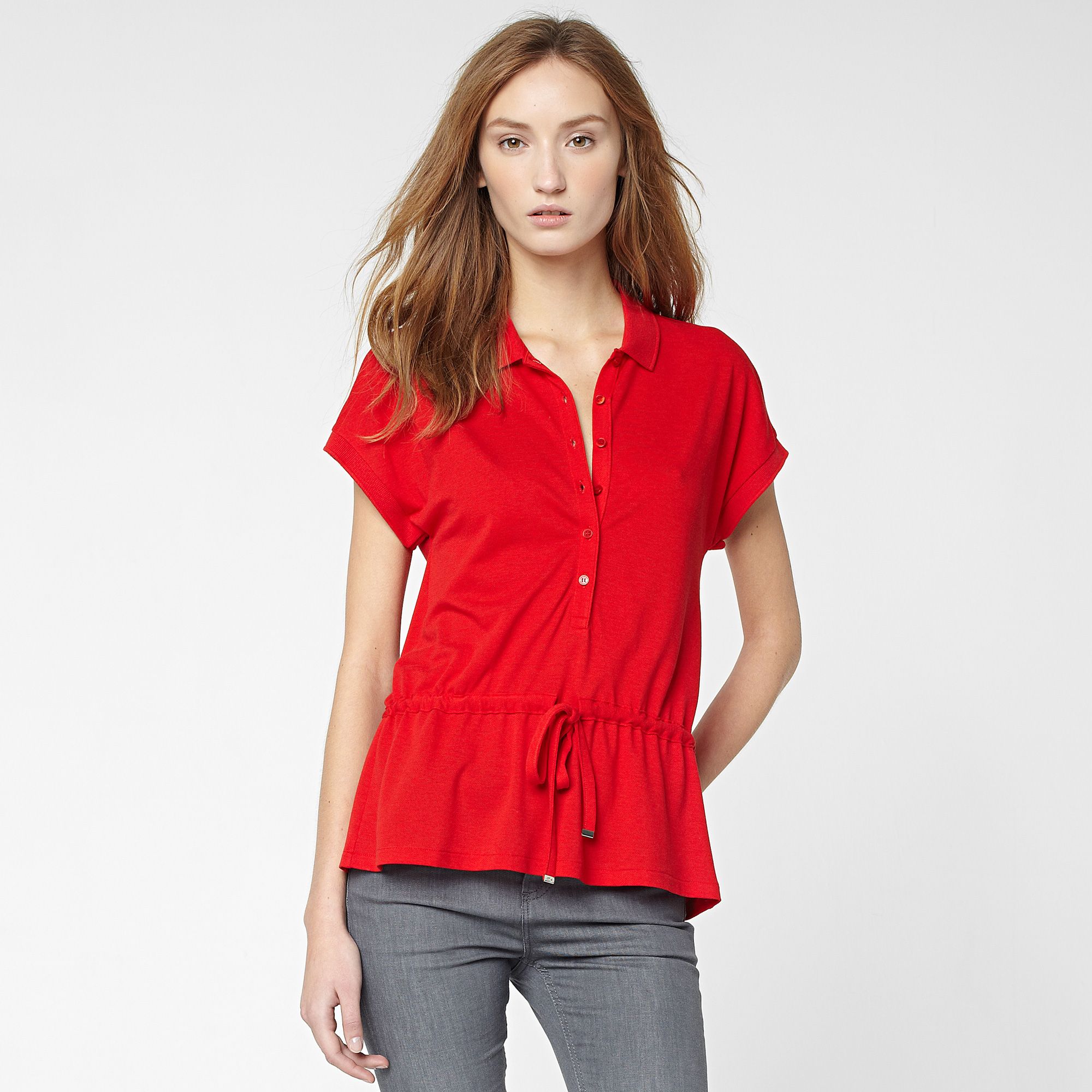  Plain Lacoste polo top with drawstring waist Women