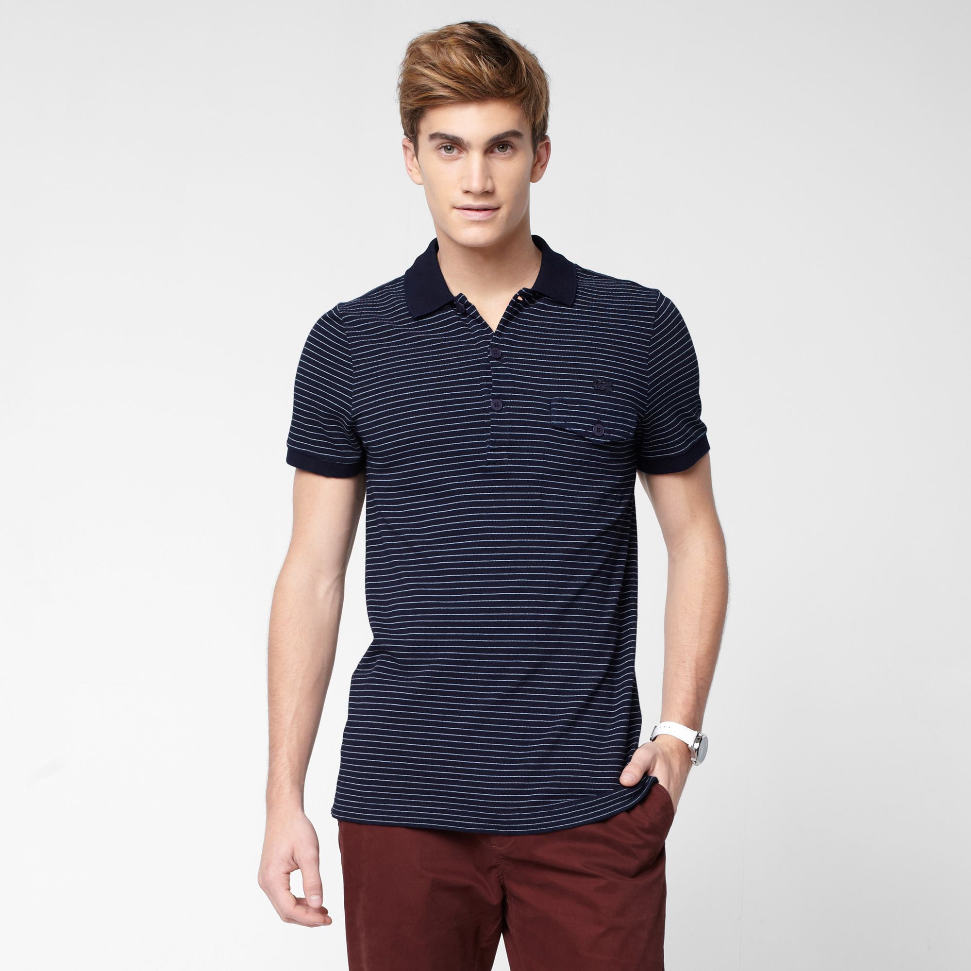 Slim fit striped Lacoste polo