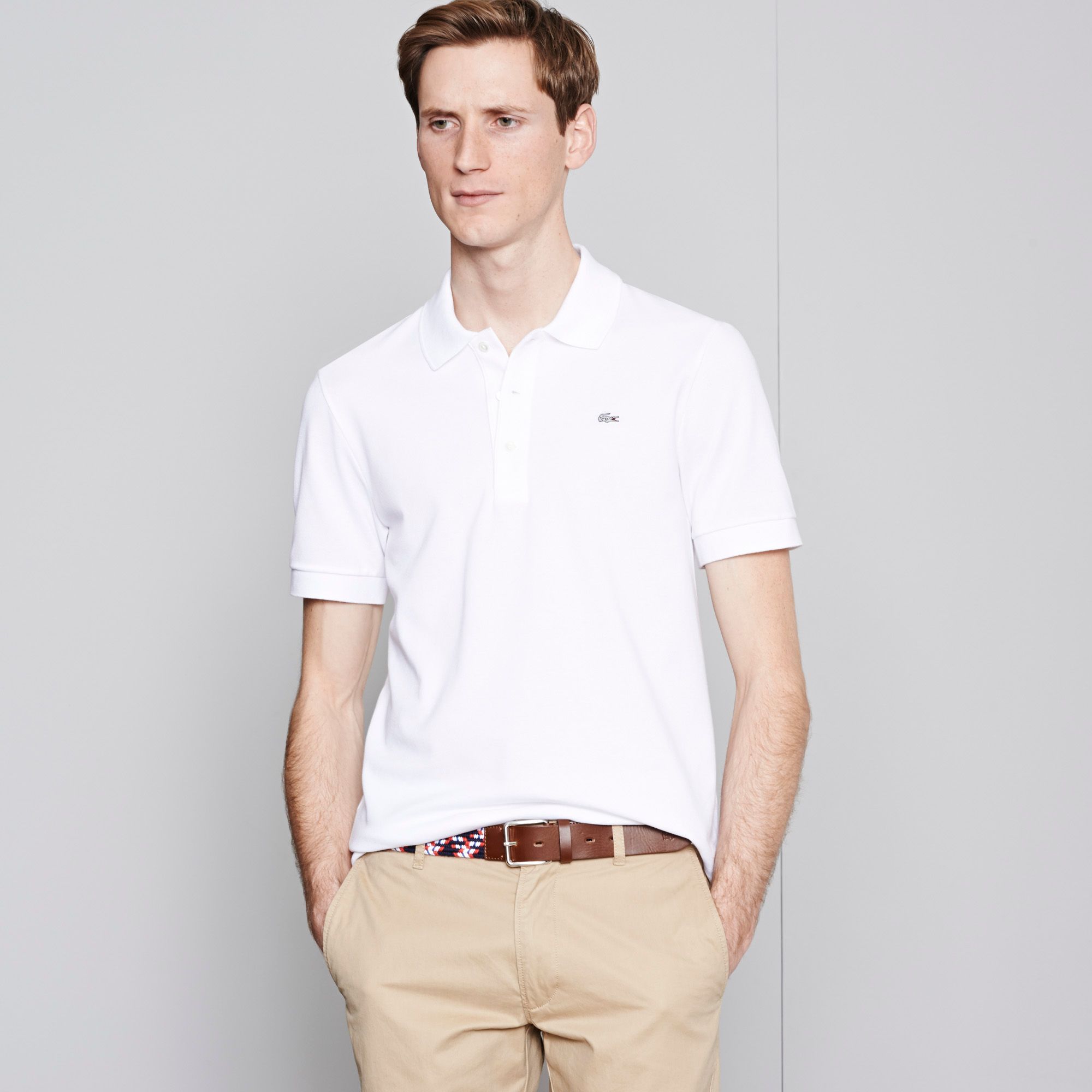 Grey crocodile plain Lacoste stretch polo