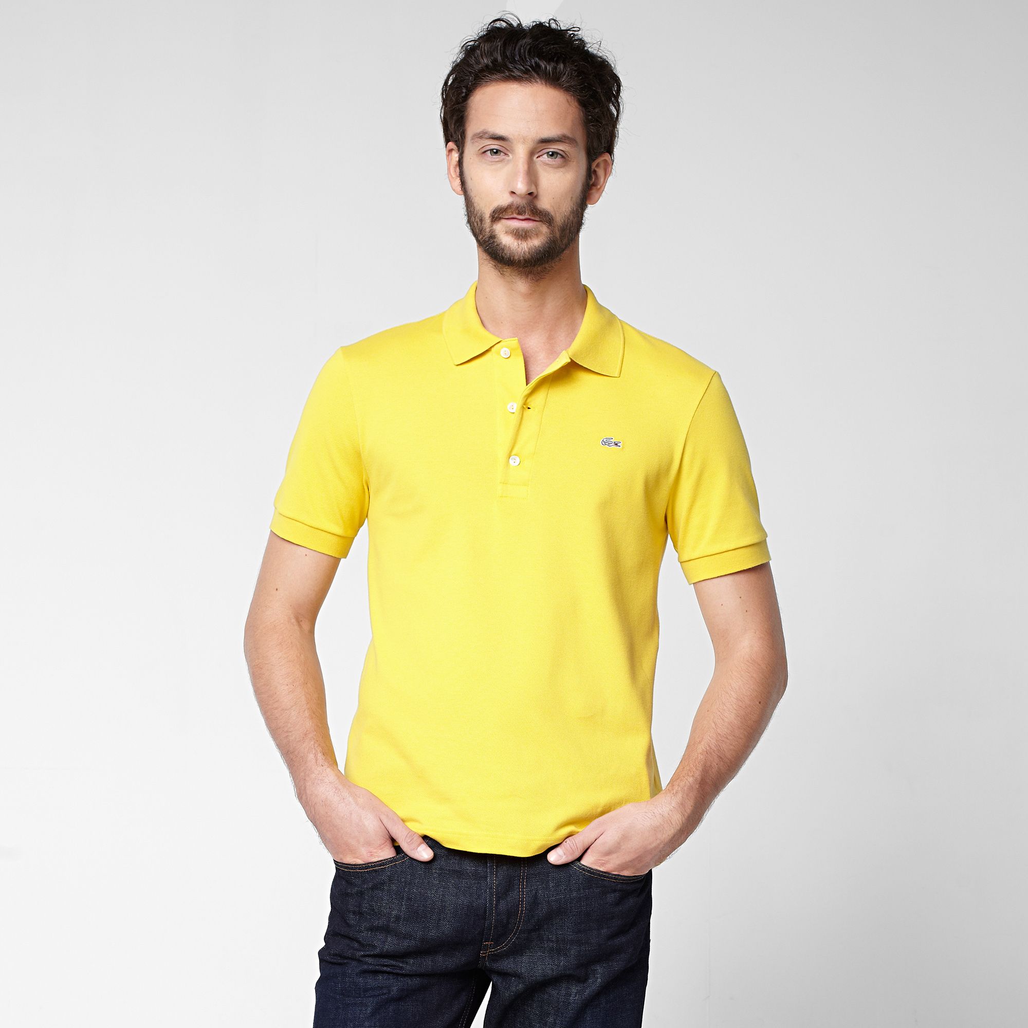  Grey crocodile plain Lacoste stretch polo Men