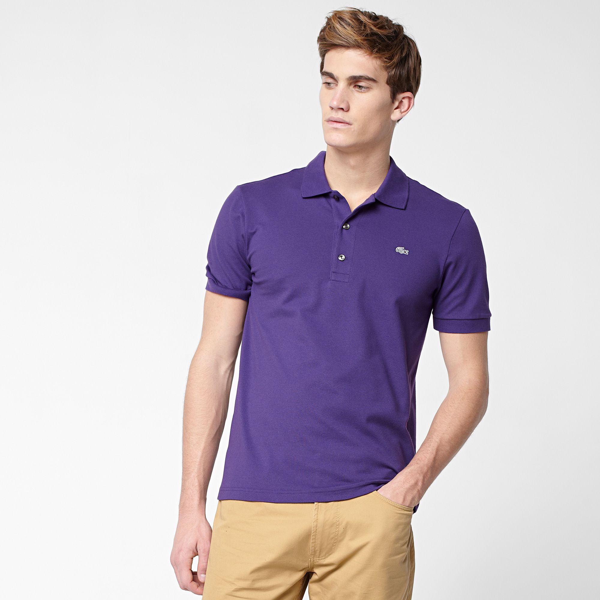  Grey crocodile plain Lacoste stretch polo Men