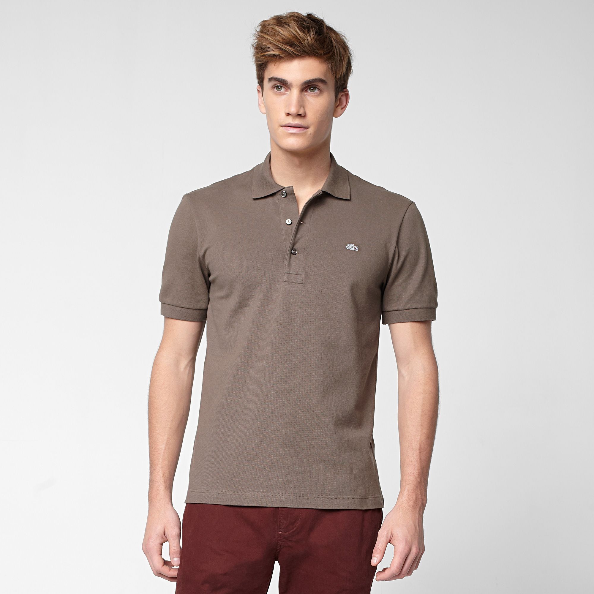  Grey crocodile plain Lacoste stretch polo Men