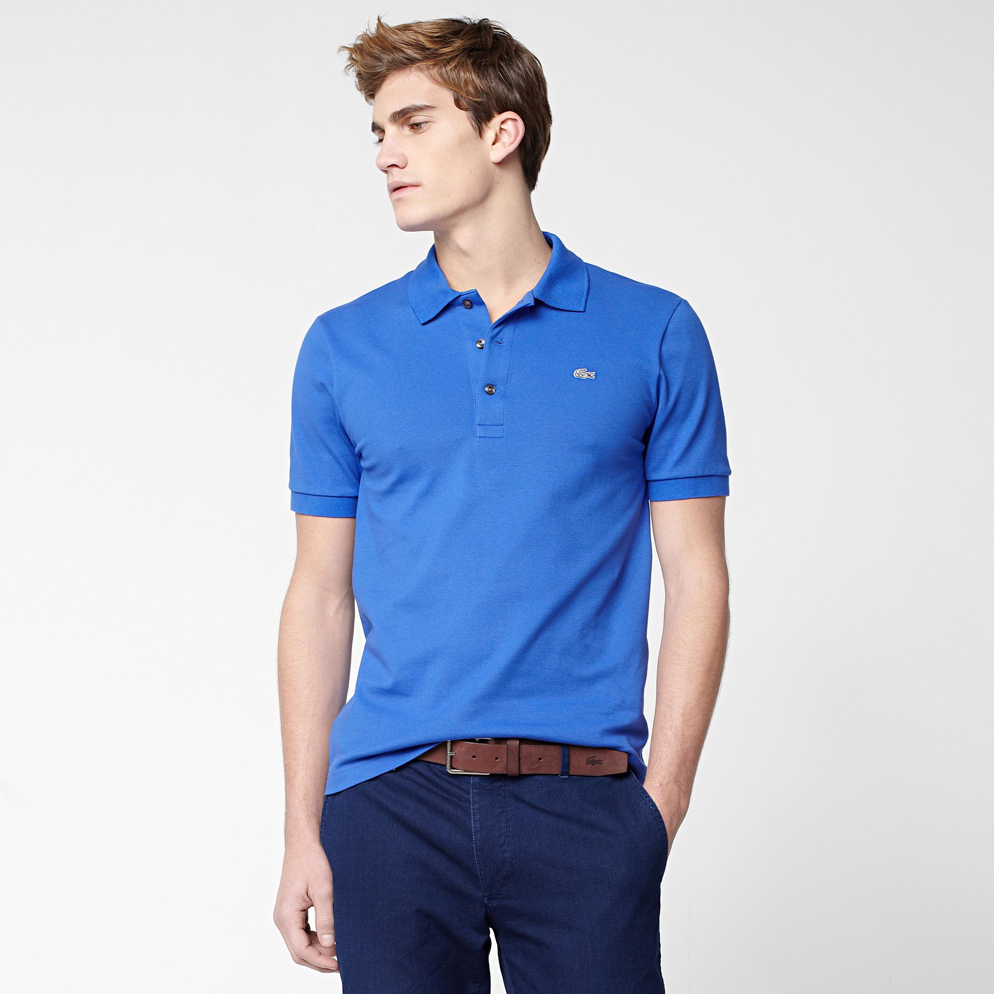  Grey crocodile plain Lacoste stretch polo Men