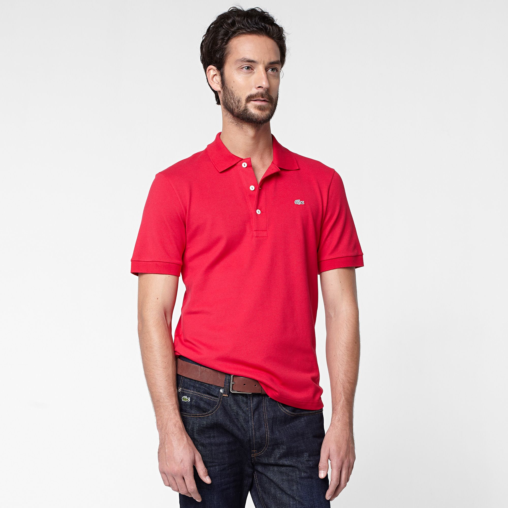  Grey crocodile plain Lacoste stretch polo Men