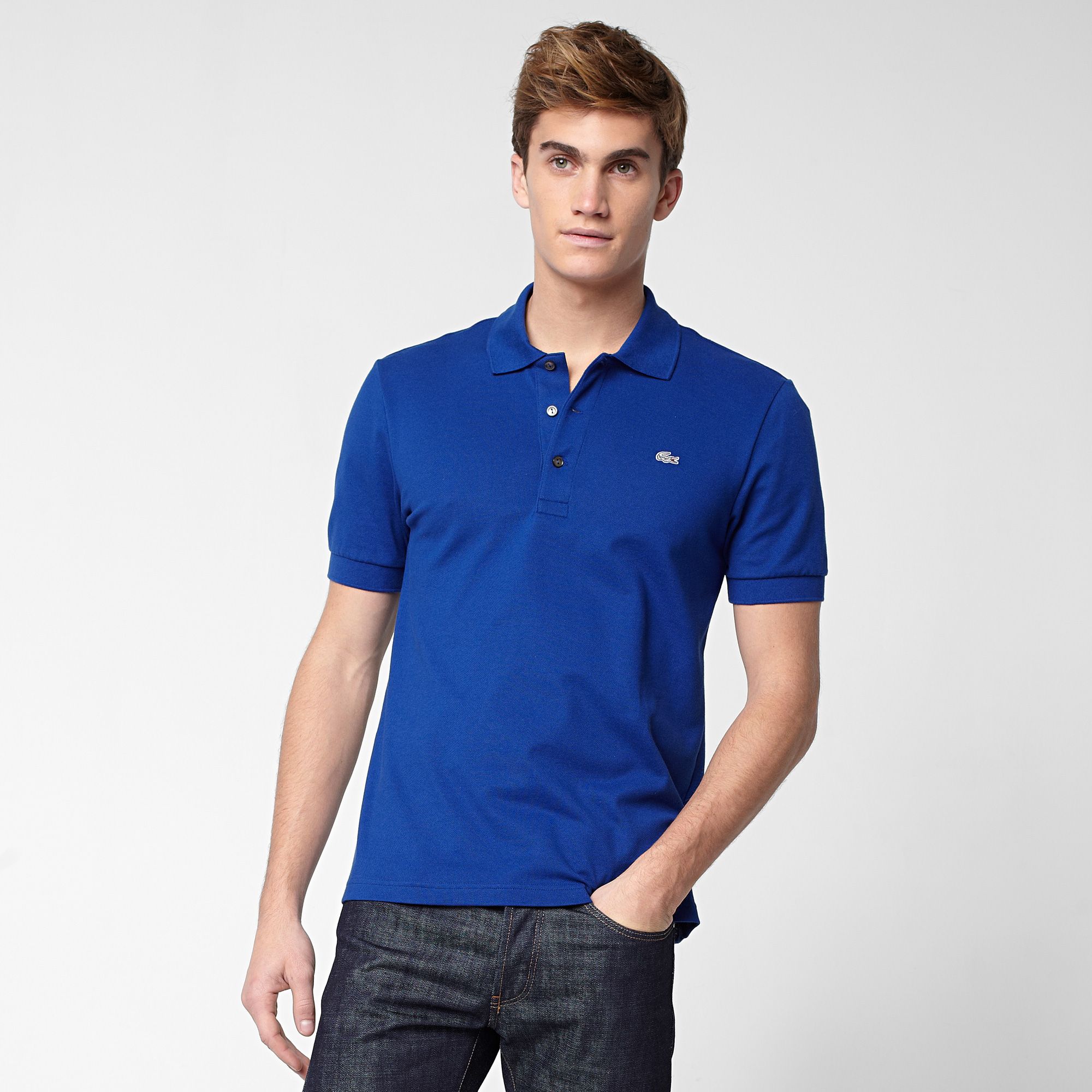  Grey crocodile plain Lacoste stretch polo Men