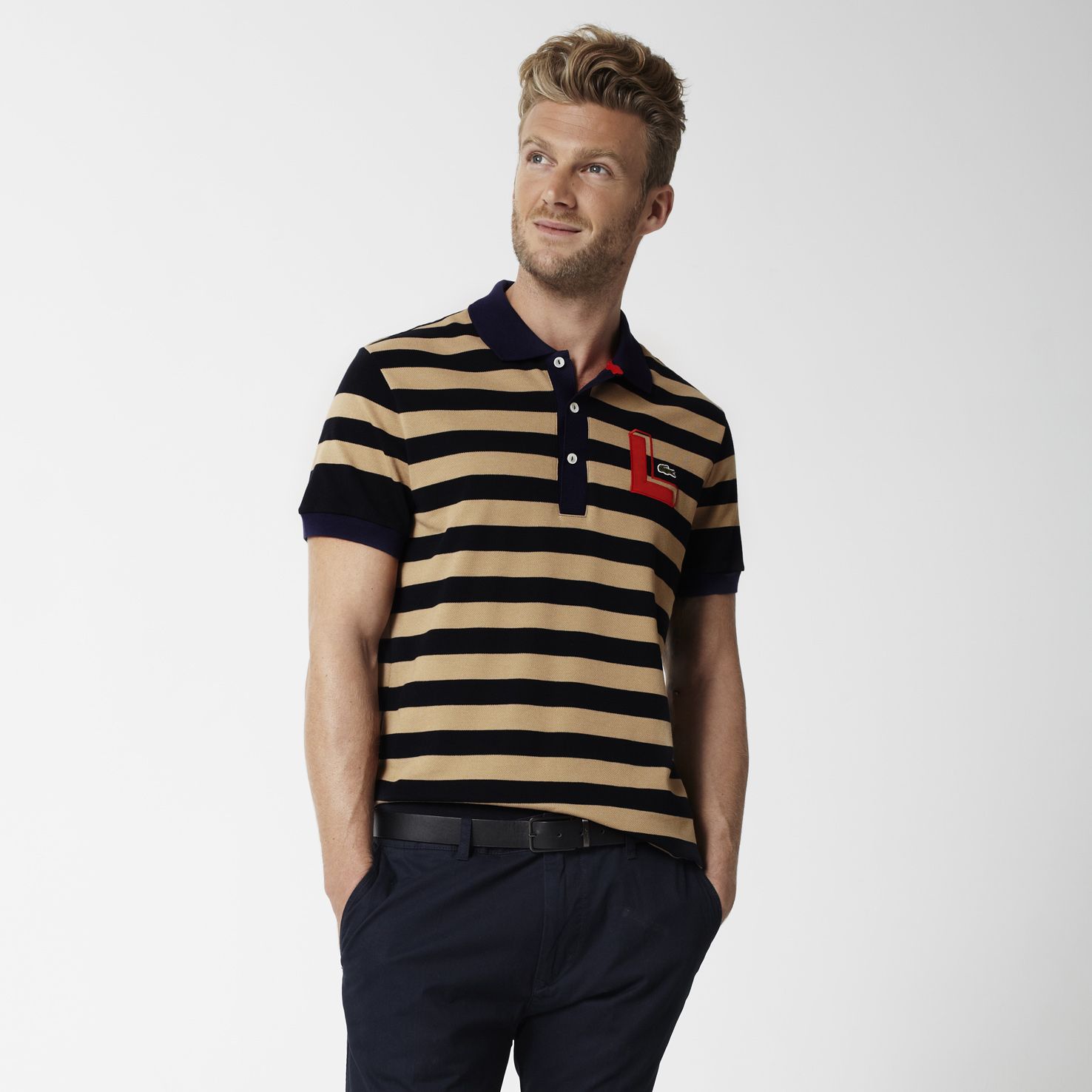 Regular fit striped Lacoste polo