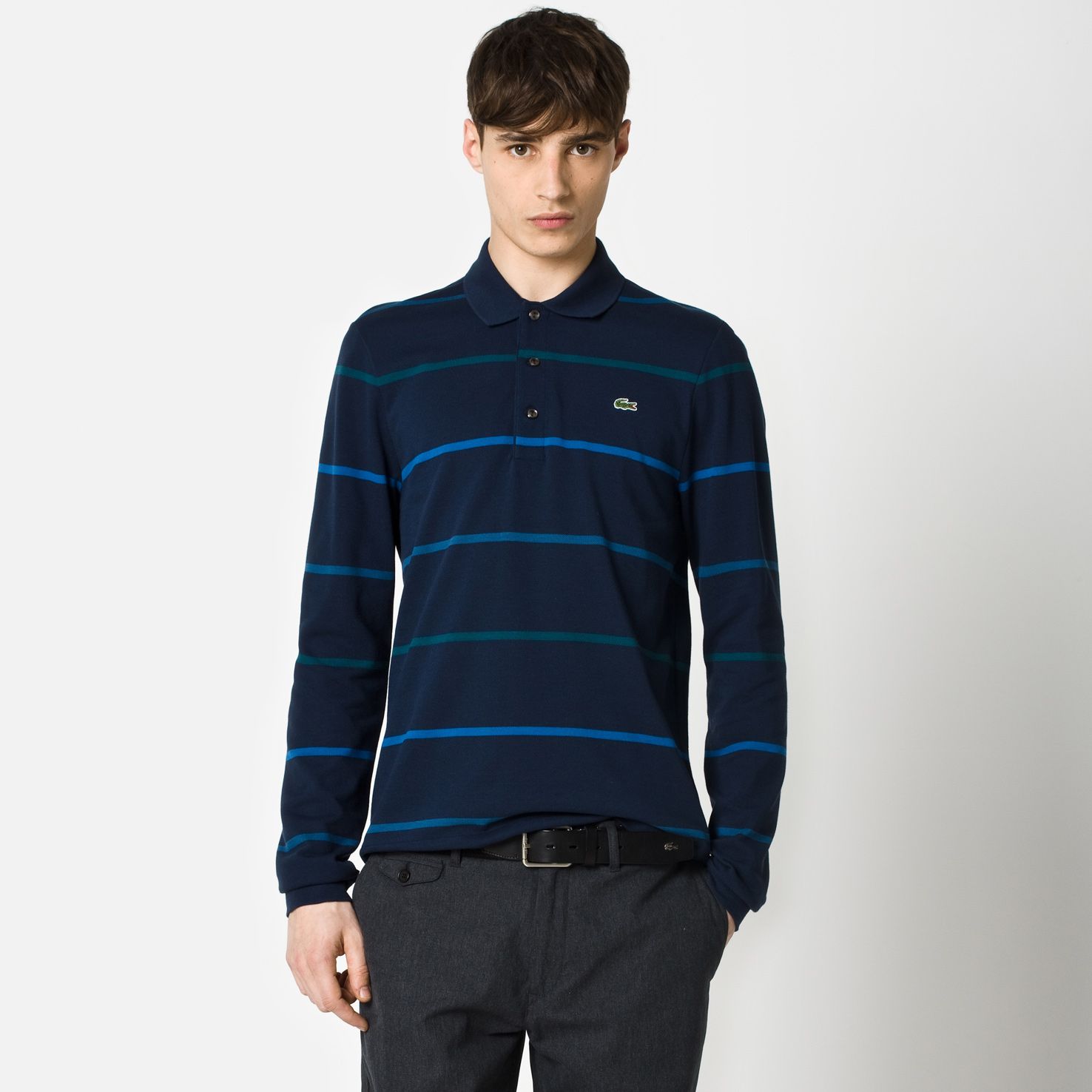Regular fit striped Lacoste polo
