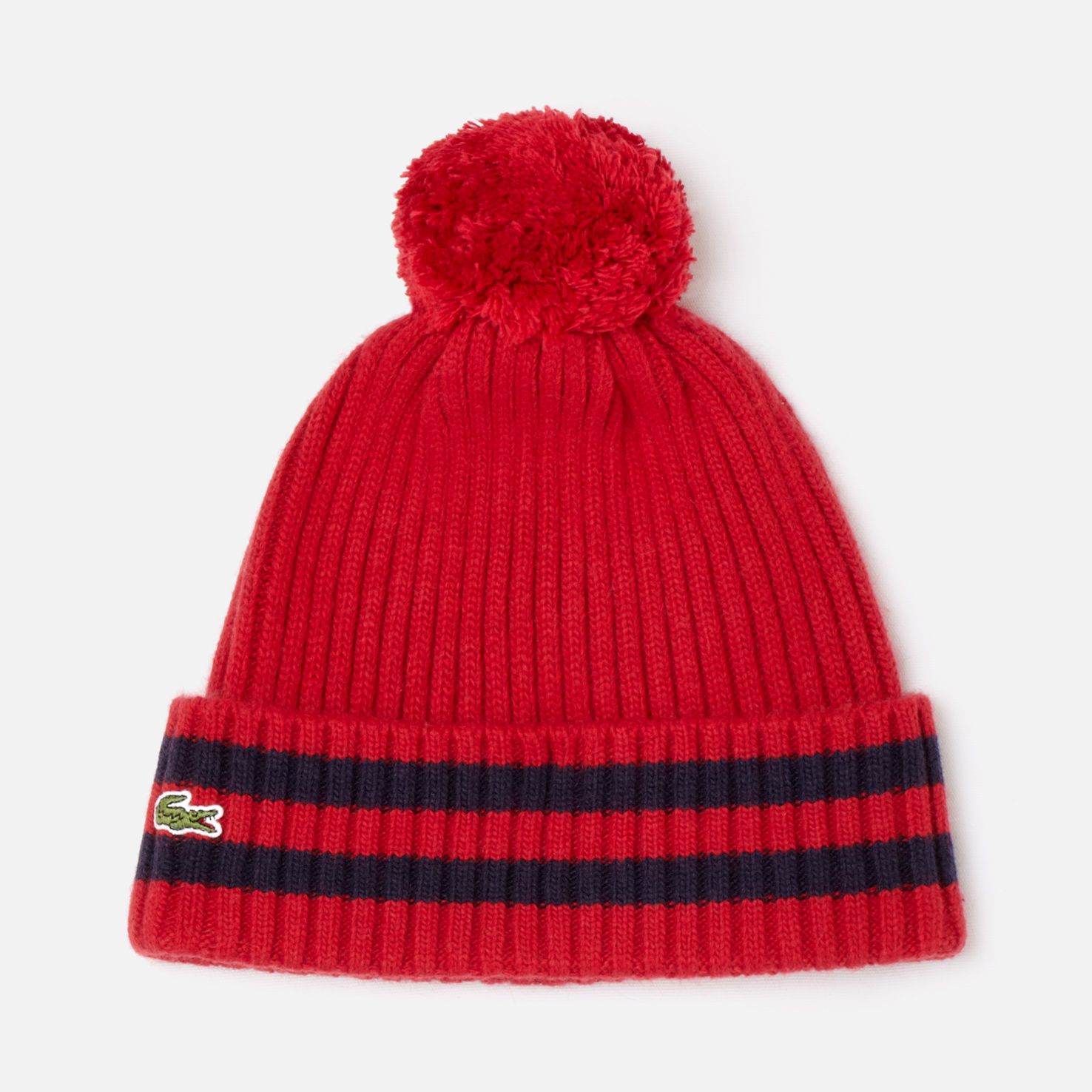 Lacoste Striped bobble hat Children