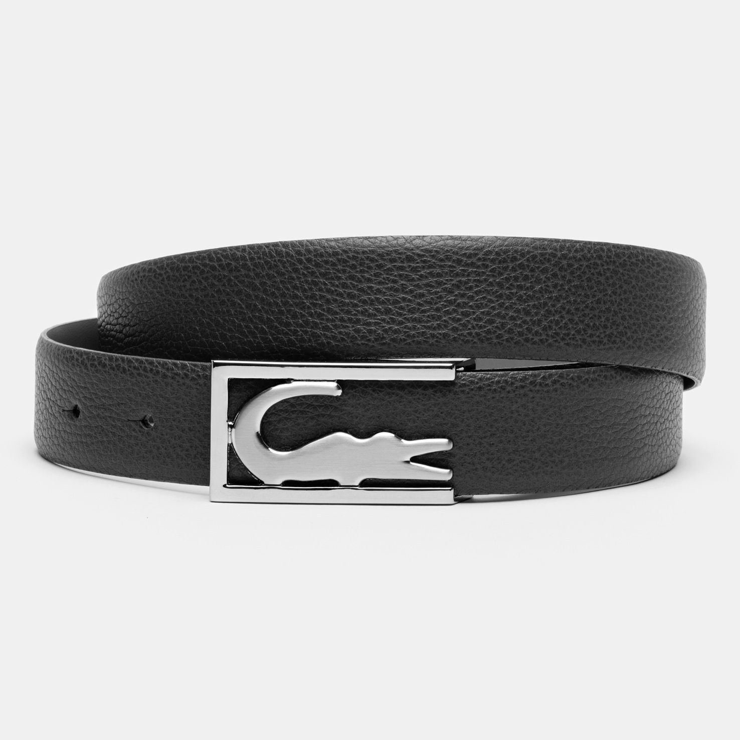 Lacoste Grained calfskin leather belt with gift box Men