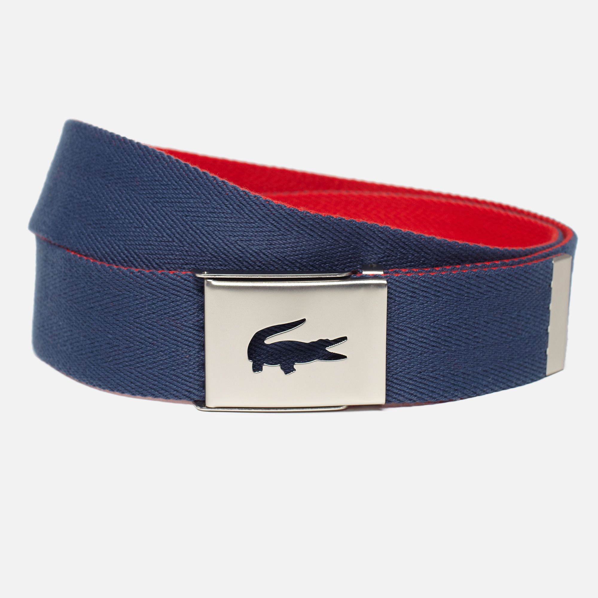Lacoste Reversible woven webbing belt with gift box Men