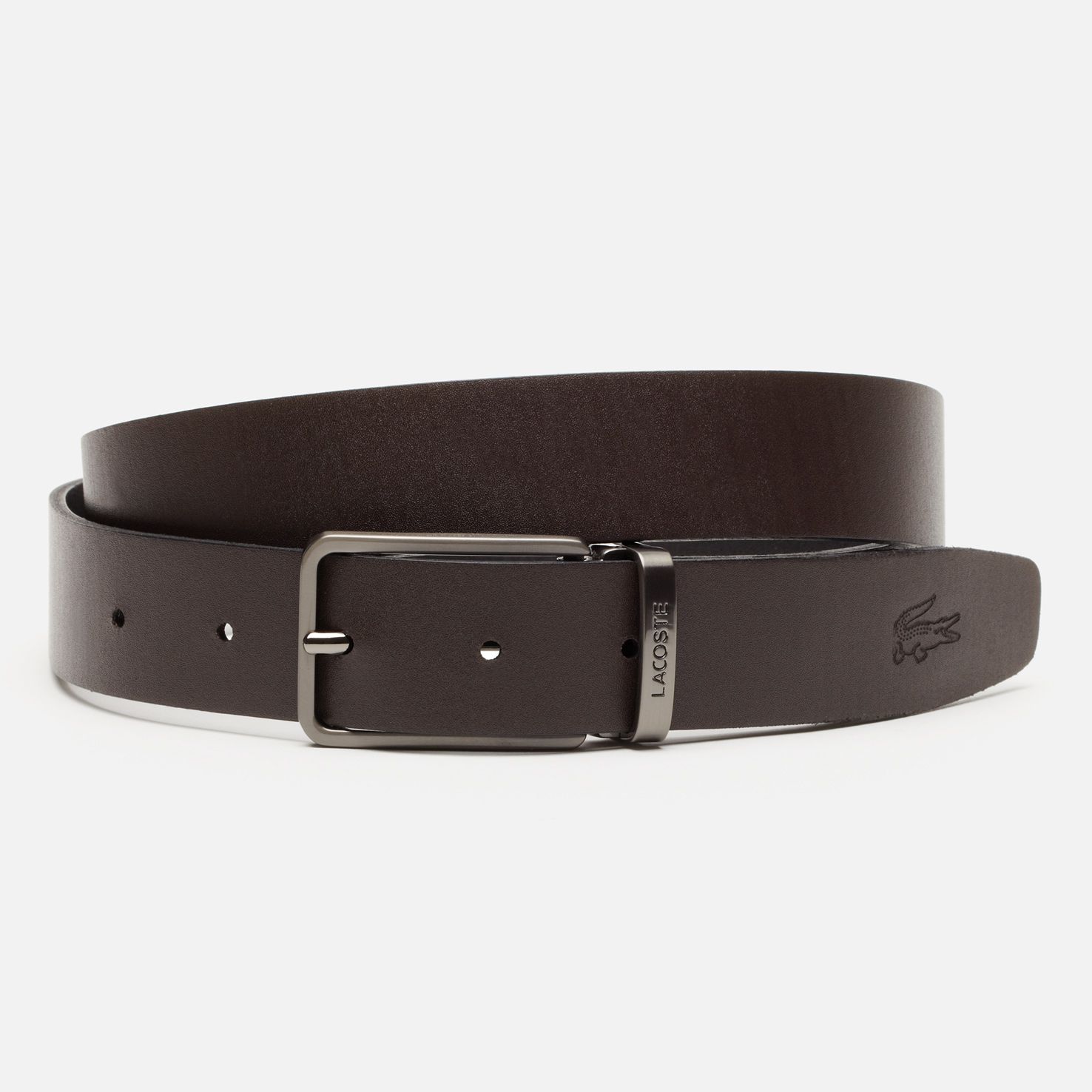 Lacoste Smooth calfskin leather belt with gift box Men
