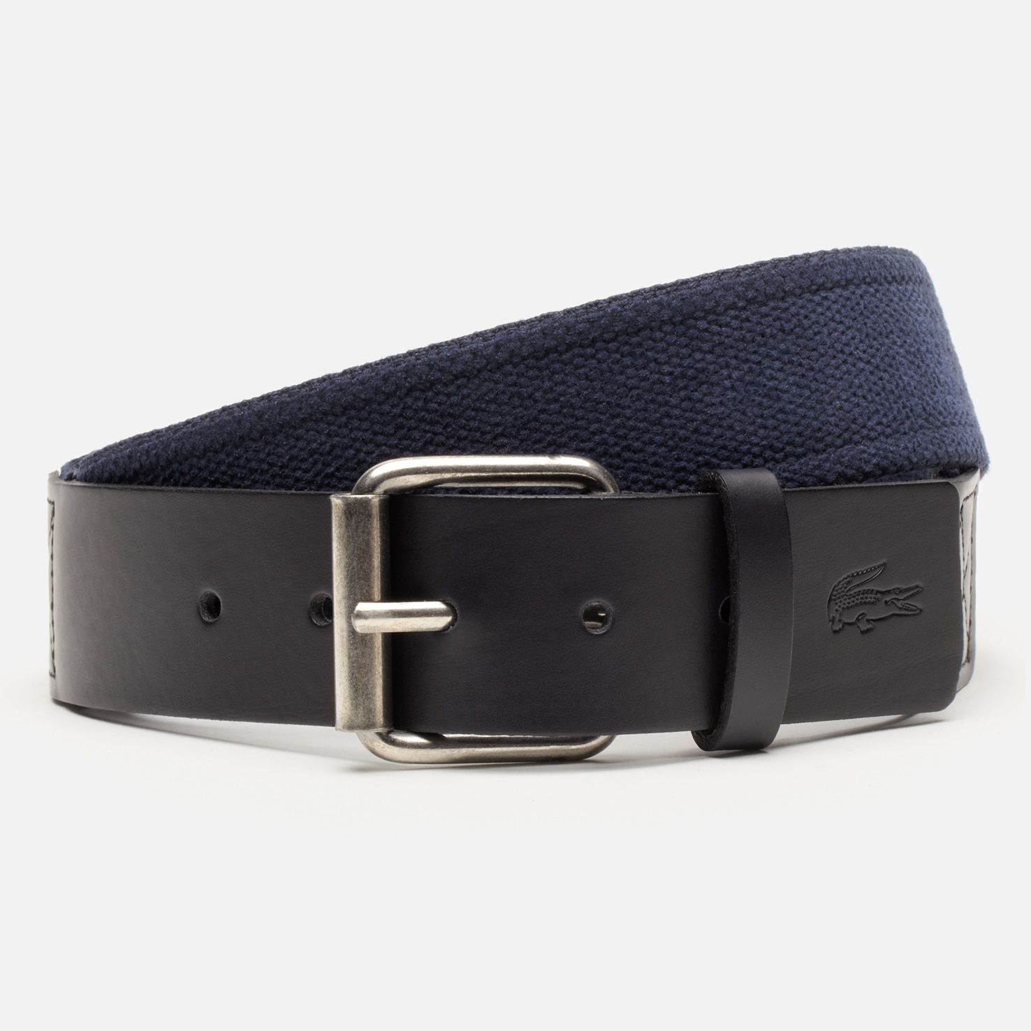Lacoste Cotton and smooth cowhide leather belt Men