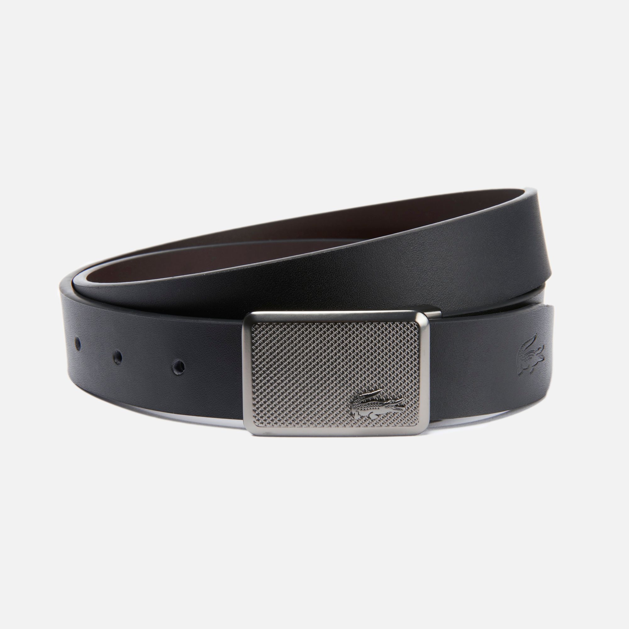 Lacoste Reversible smooth cowhide leather belt with gift box Men
