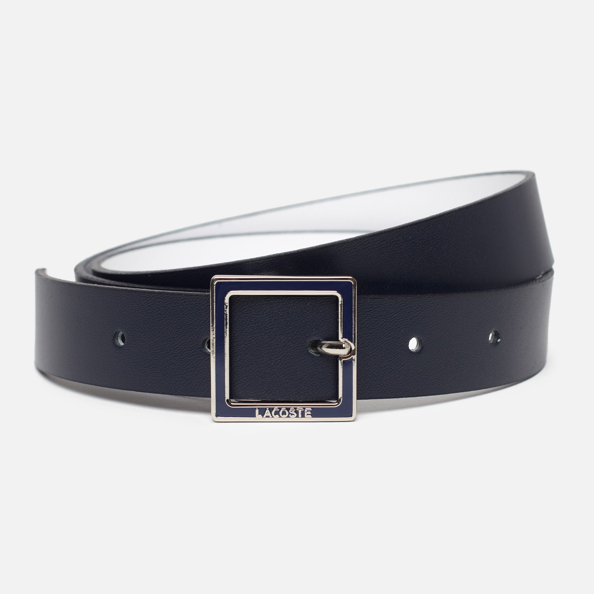 Lacoste Reversible smooth cowhide leather belt with gift box Women