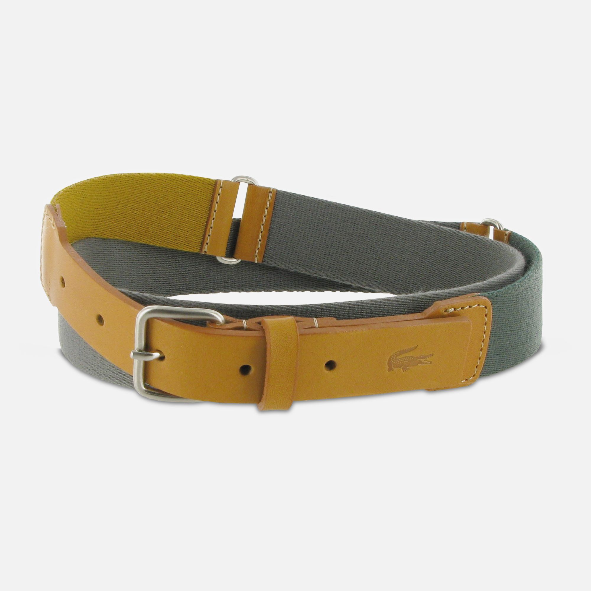 Lacoste Cowhide leather and woven webbing belt Men