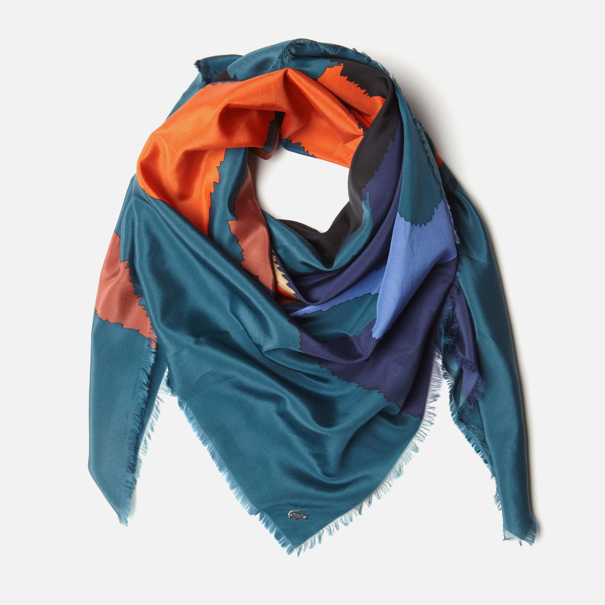 Lacoste Printed scarf in cotton and silk Women