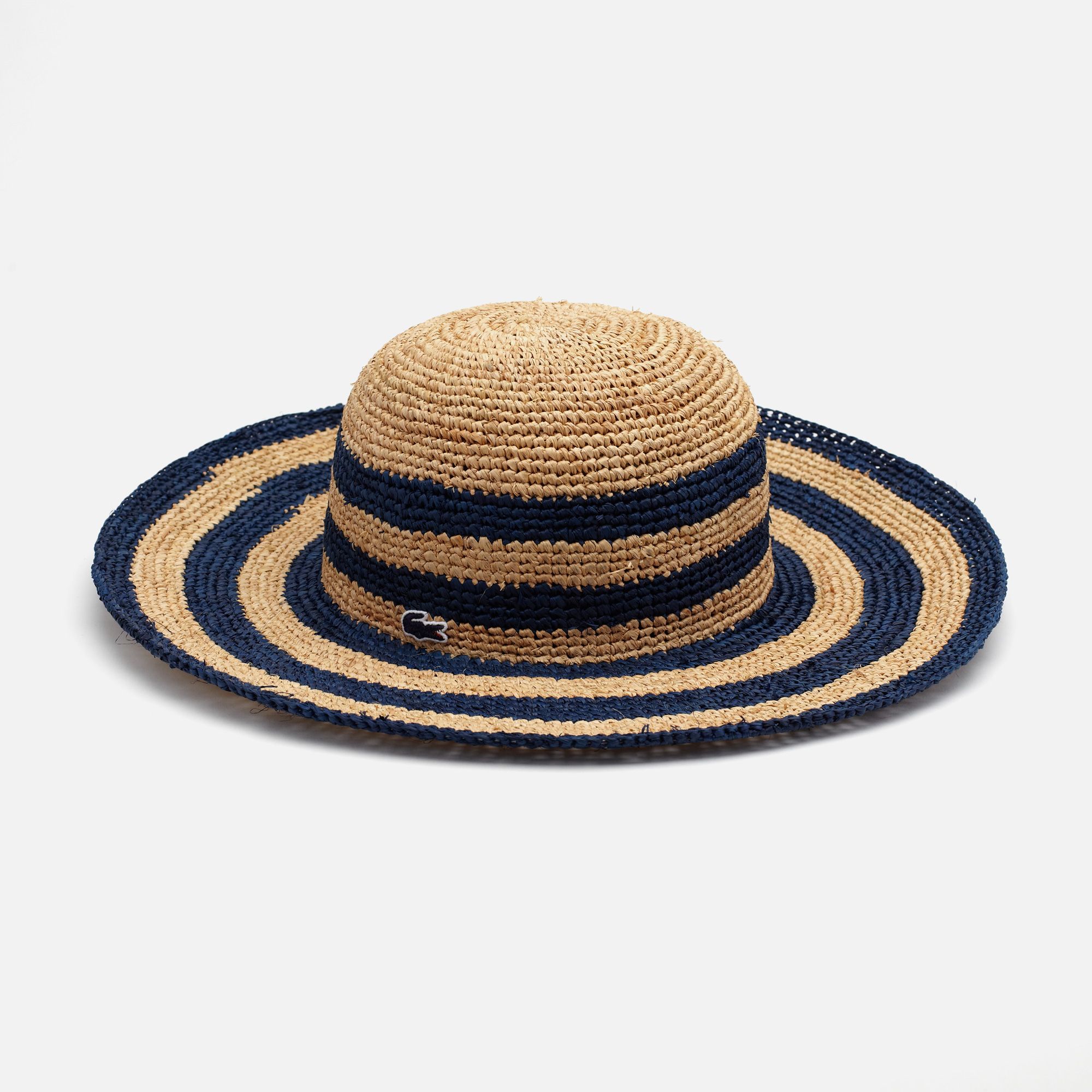 Lacoste Broad-brimmed hat in striped braided straw Women