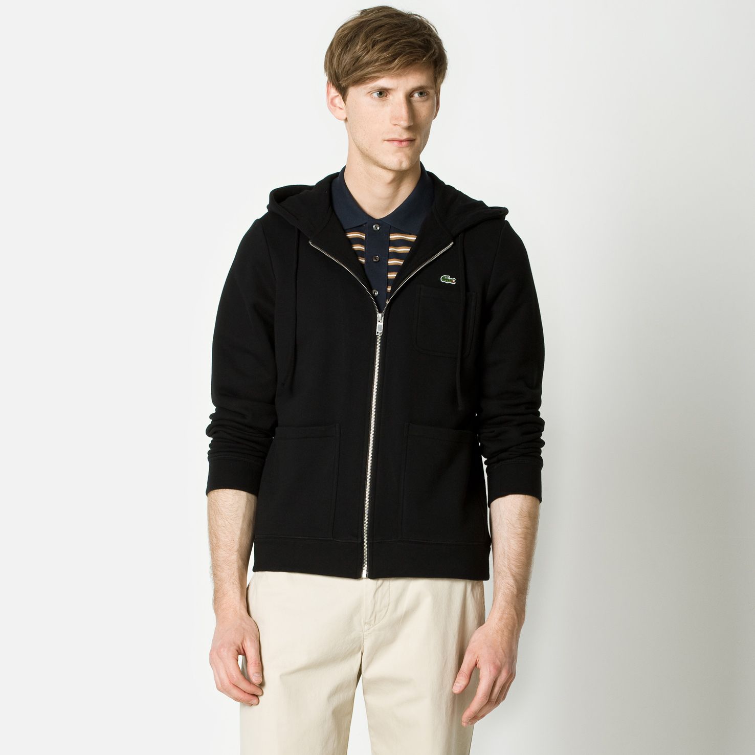 Slim fit zip-up hooded sweatshirt