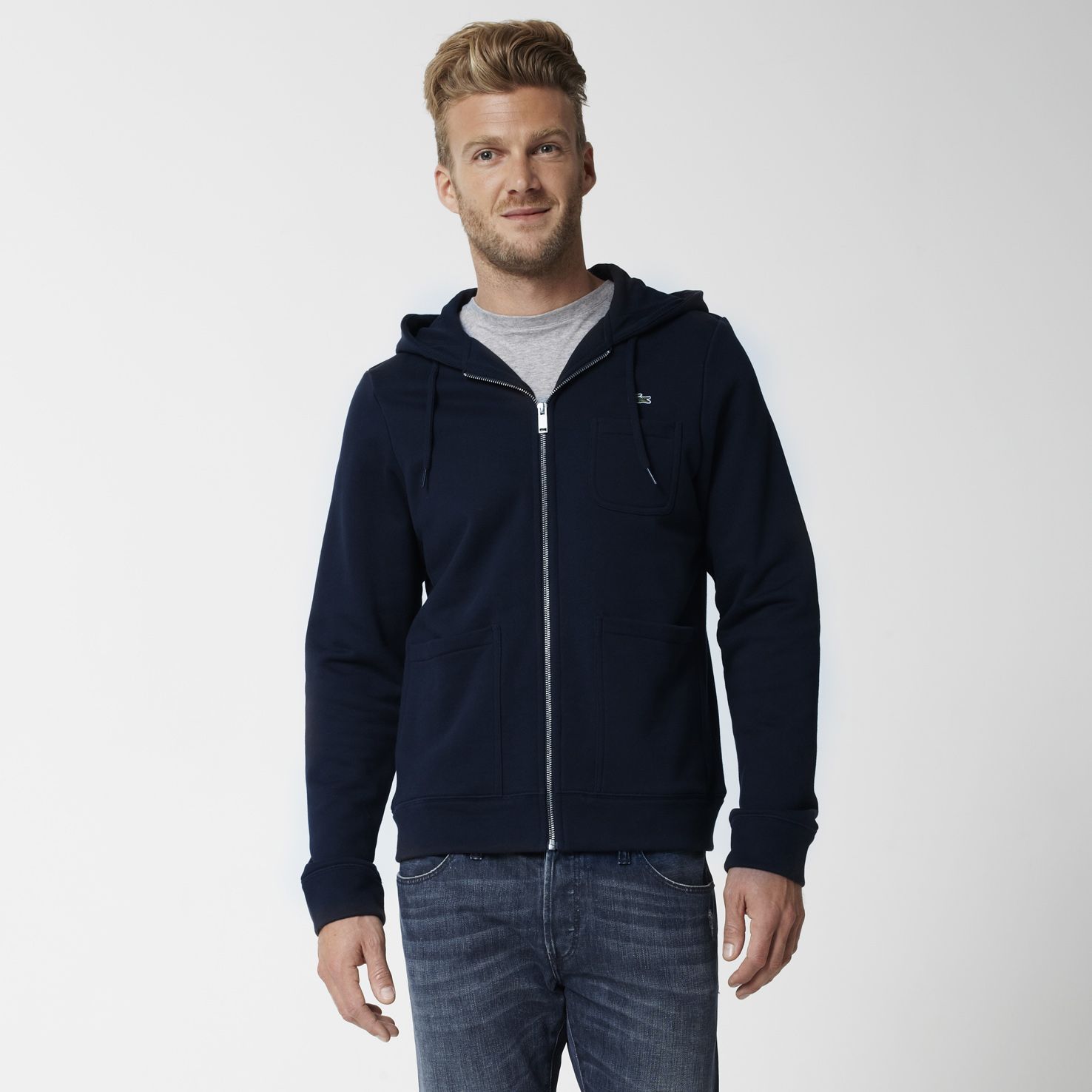 Slim fit zip-up hooded sweatshirt