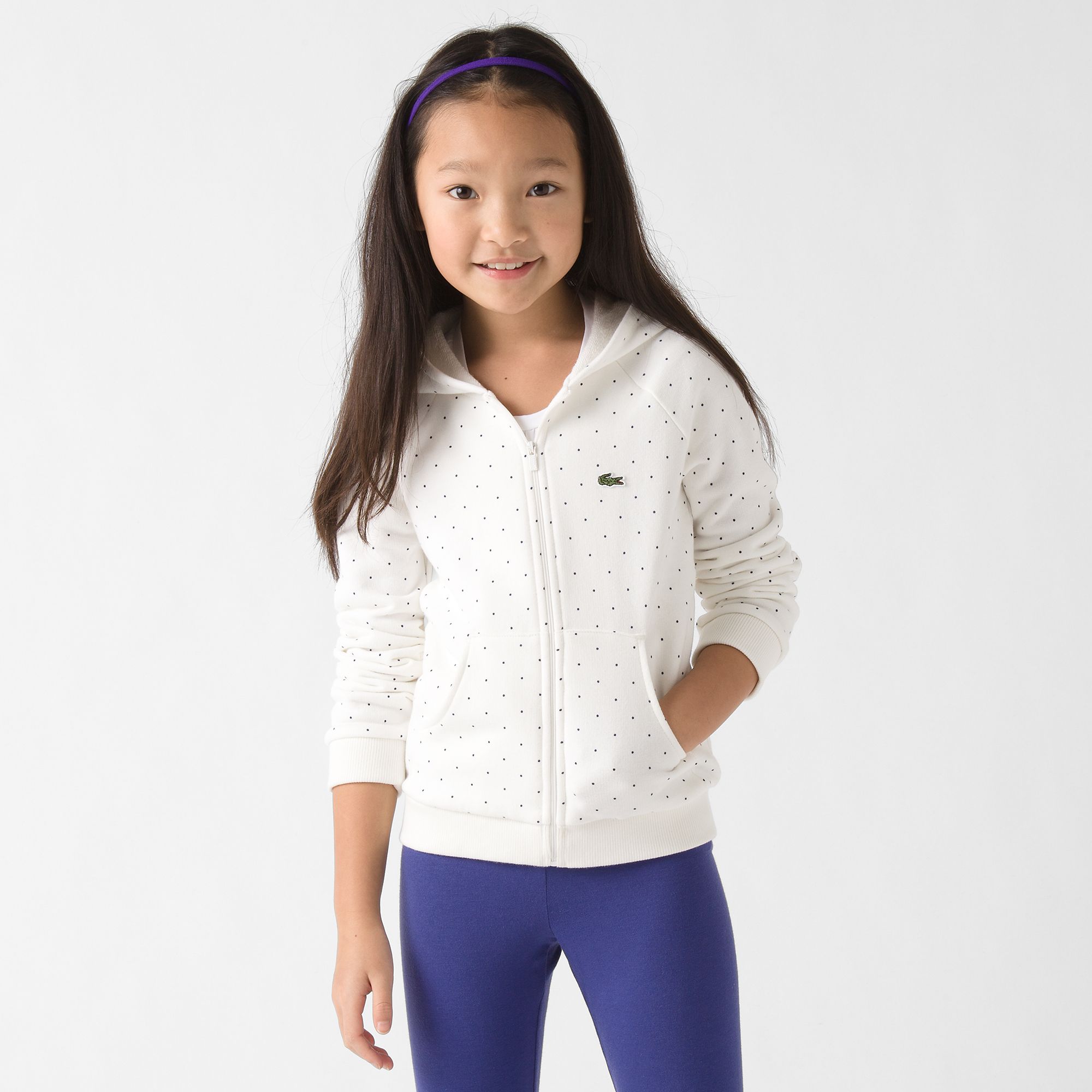 Lacoste Polka dot zipped hooded sweatshirt gender.gir
