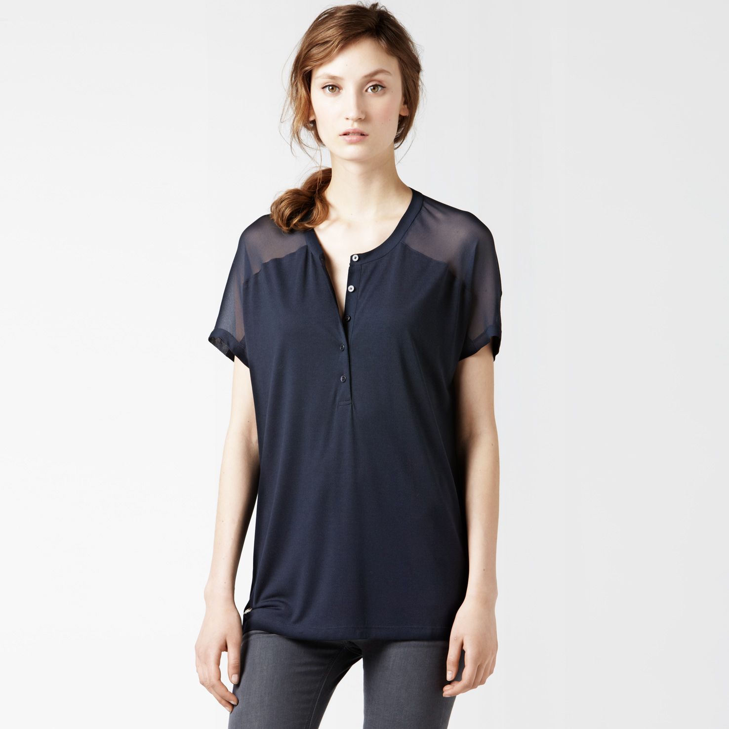 Lacoste Short sleeved top with silk inset Women