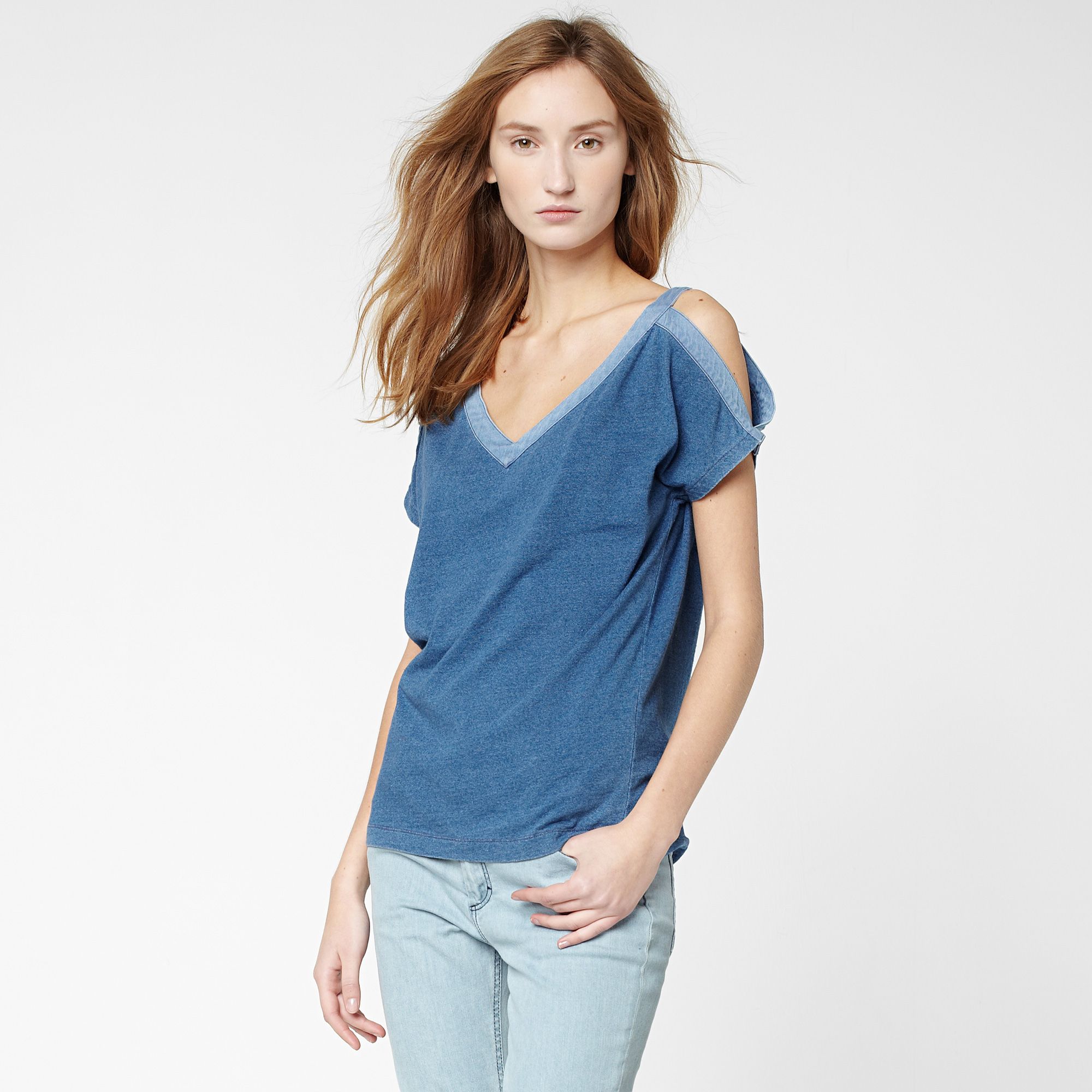 Lacoste V-neck tee-shirt with bare shoulders Women