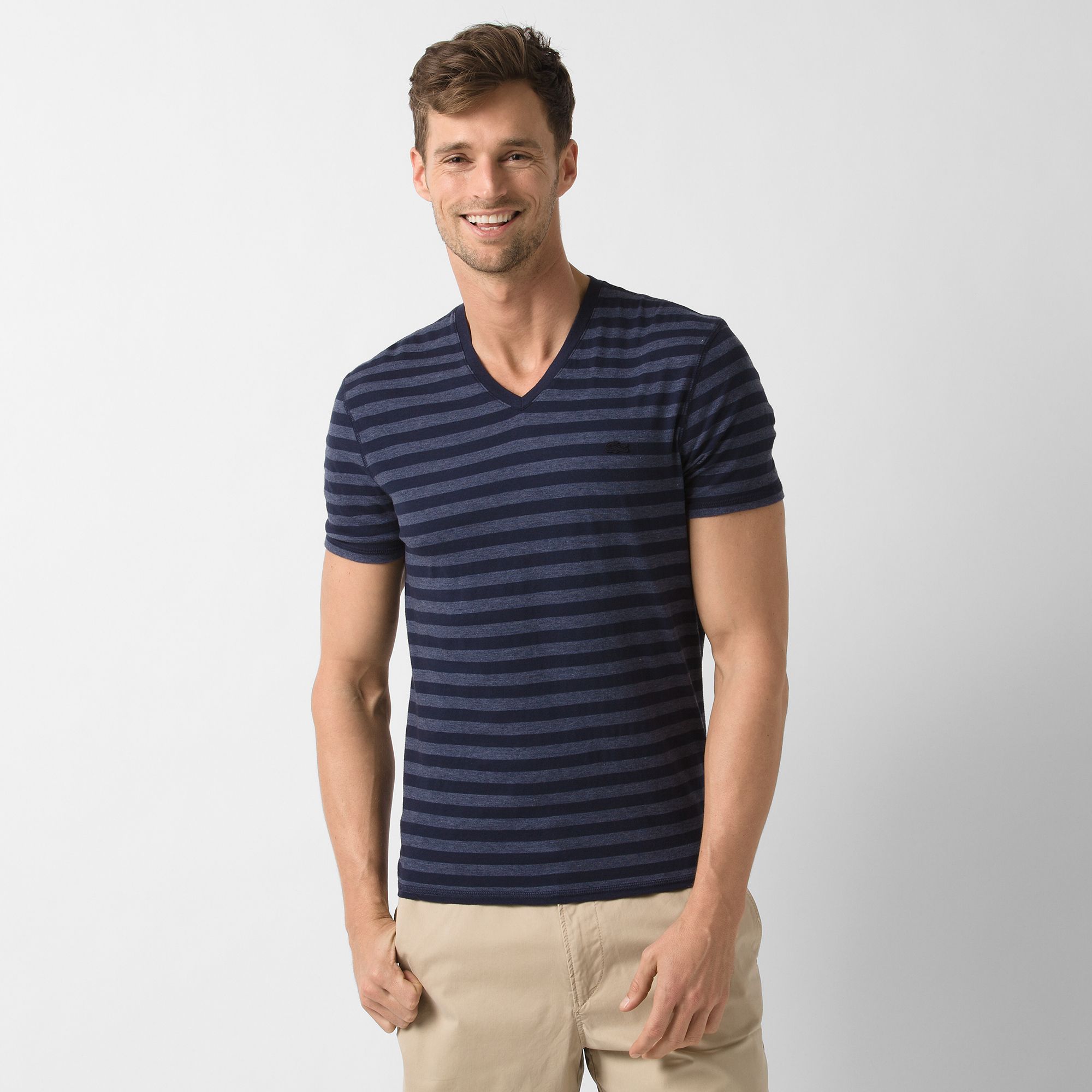 Lacoste Gestreiftes, chiniertes V-T-Shirt Herren