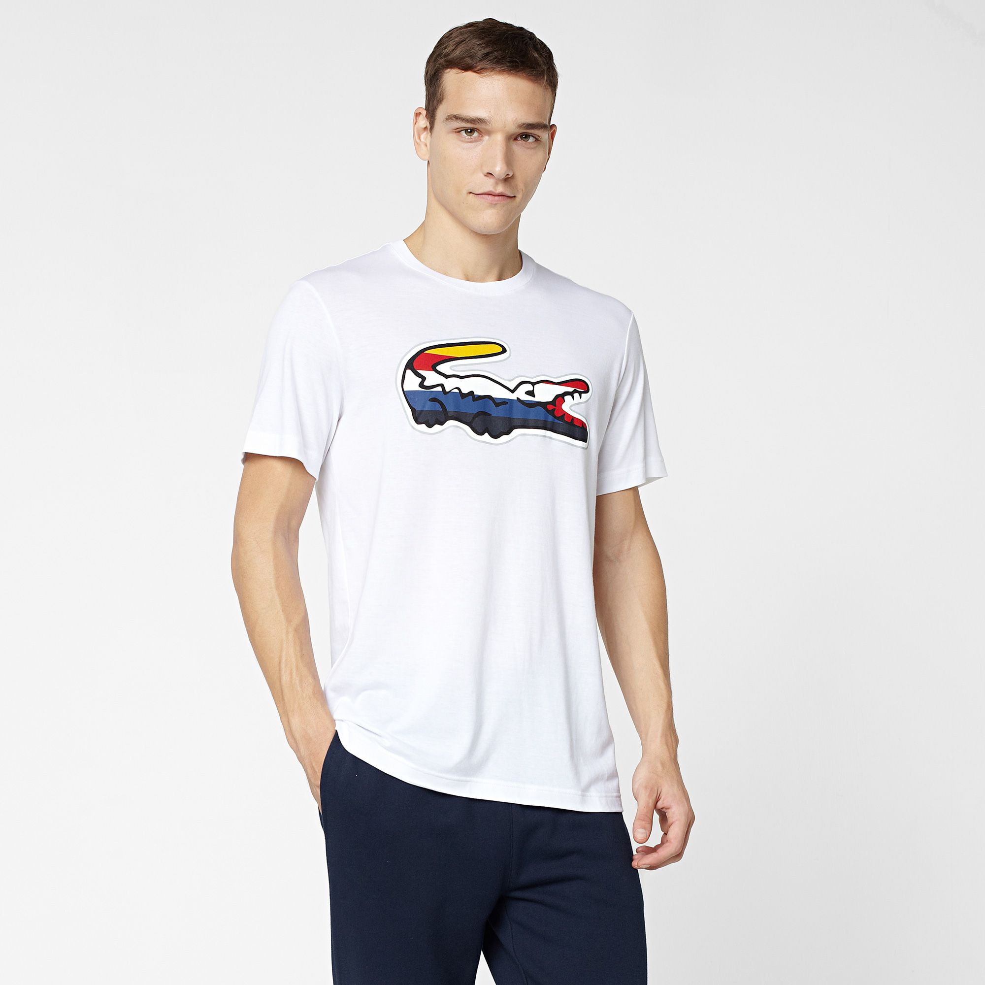 Lacoste Sport tee-shirt with multi-coloured crocodile Men