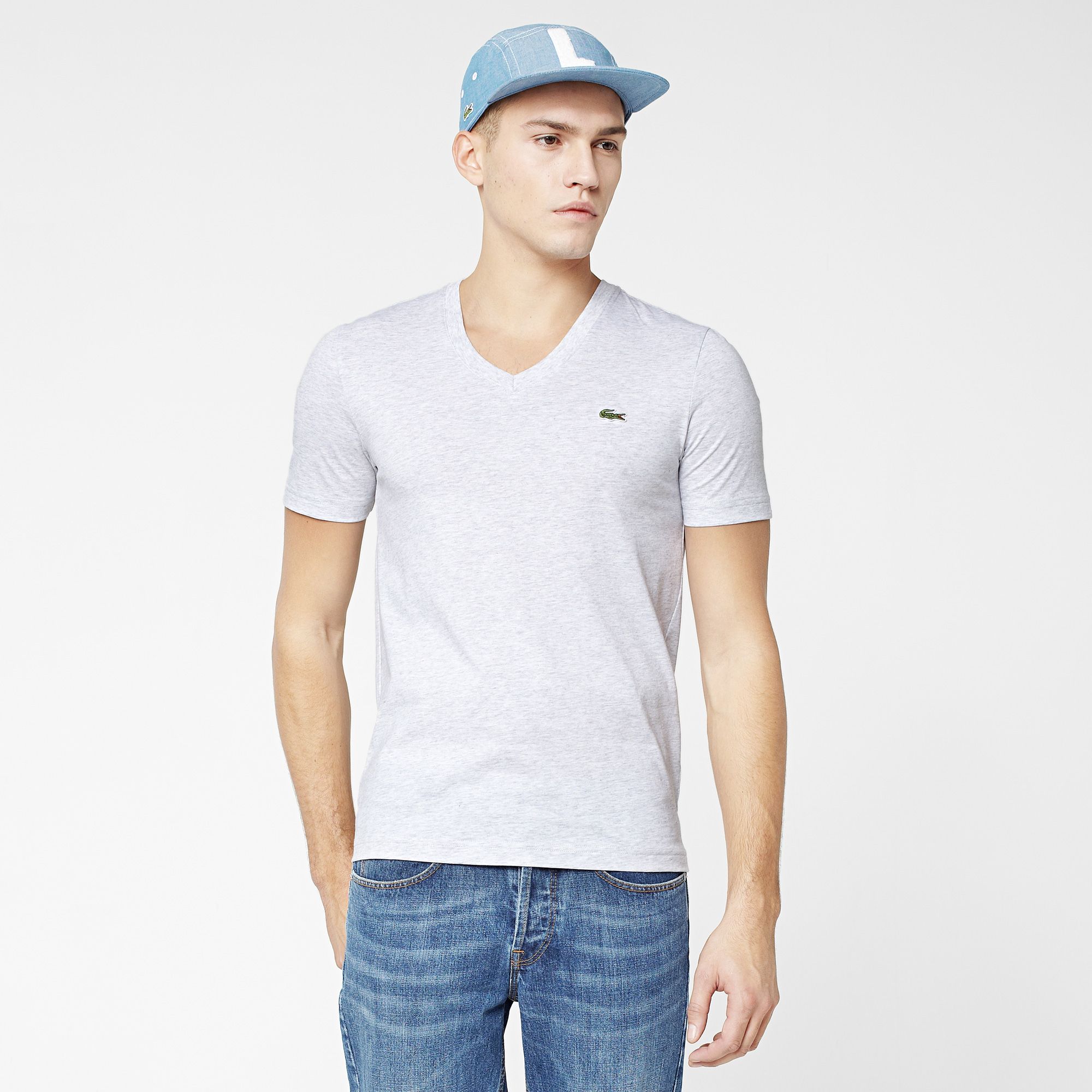 Lacoste Live Ultra slim fit plain V-neck tee-shirt Men